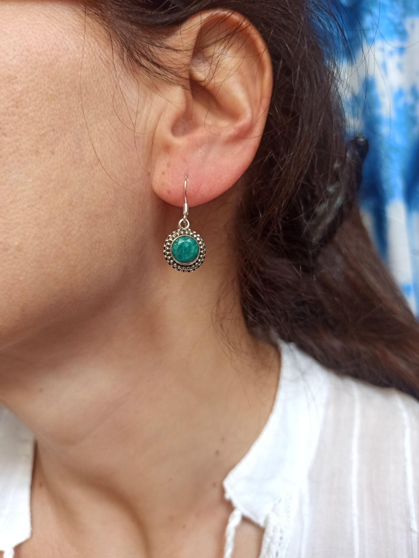 Emerald root 925 silver earrings