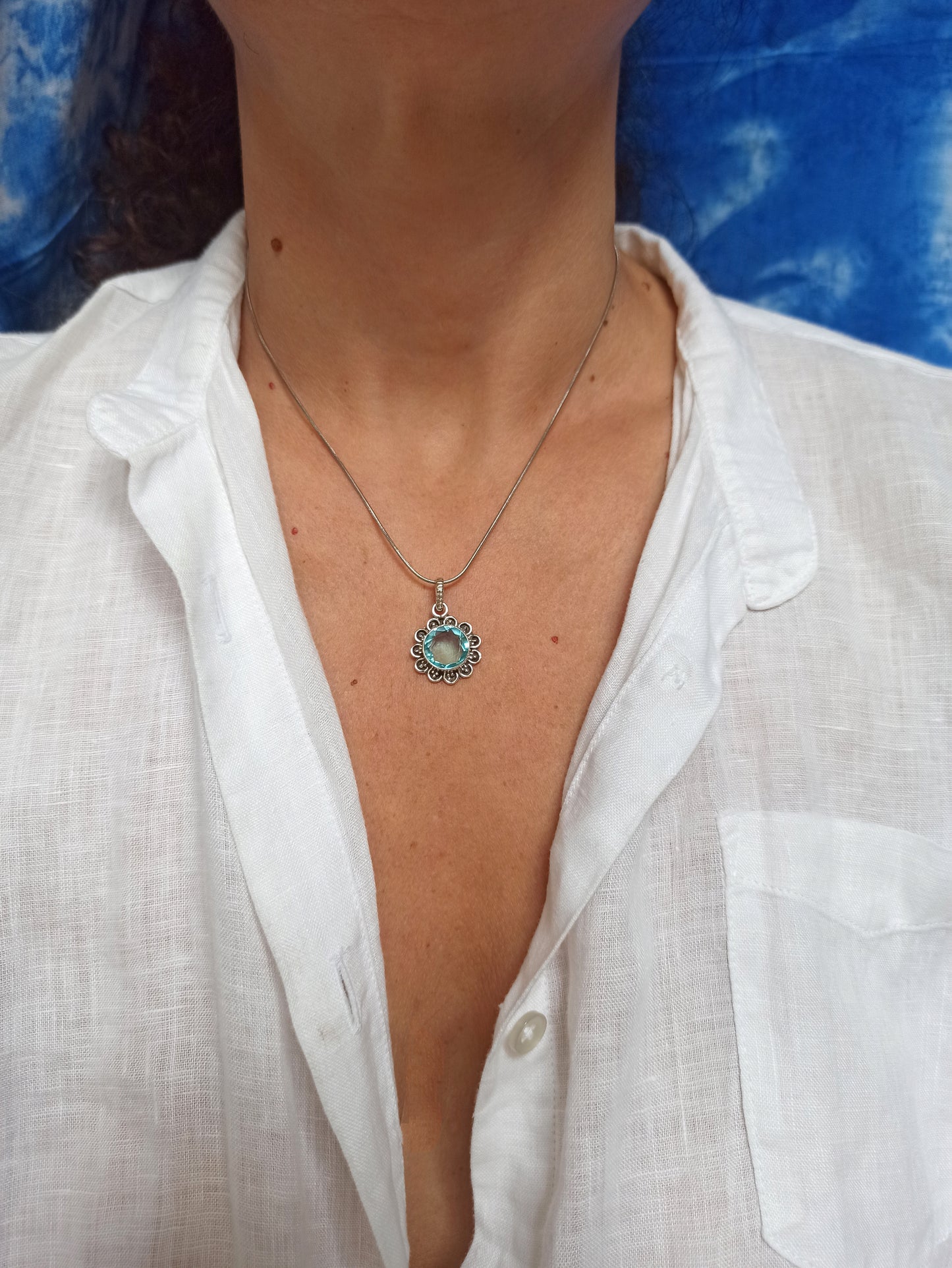 Aquamarin-Anhänger aus 925er Silber