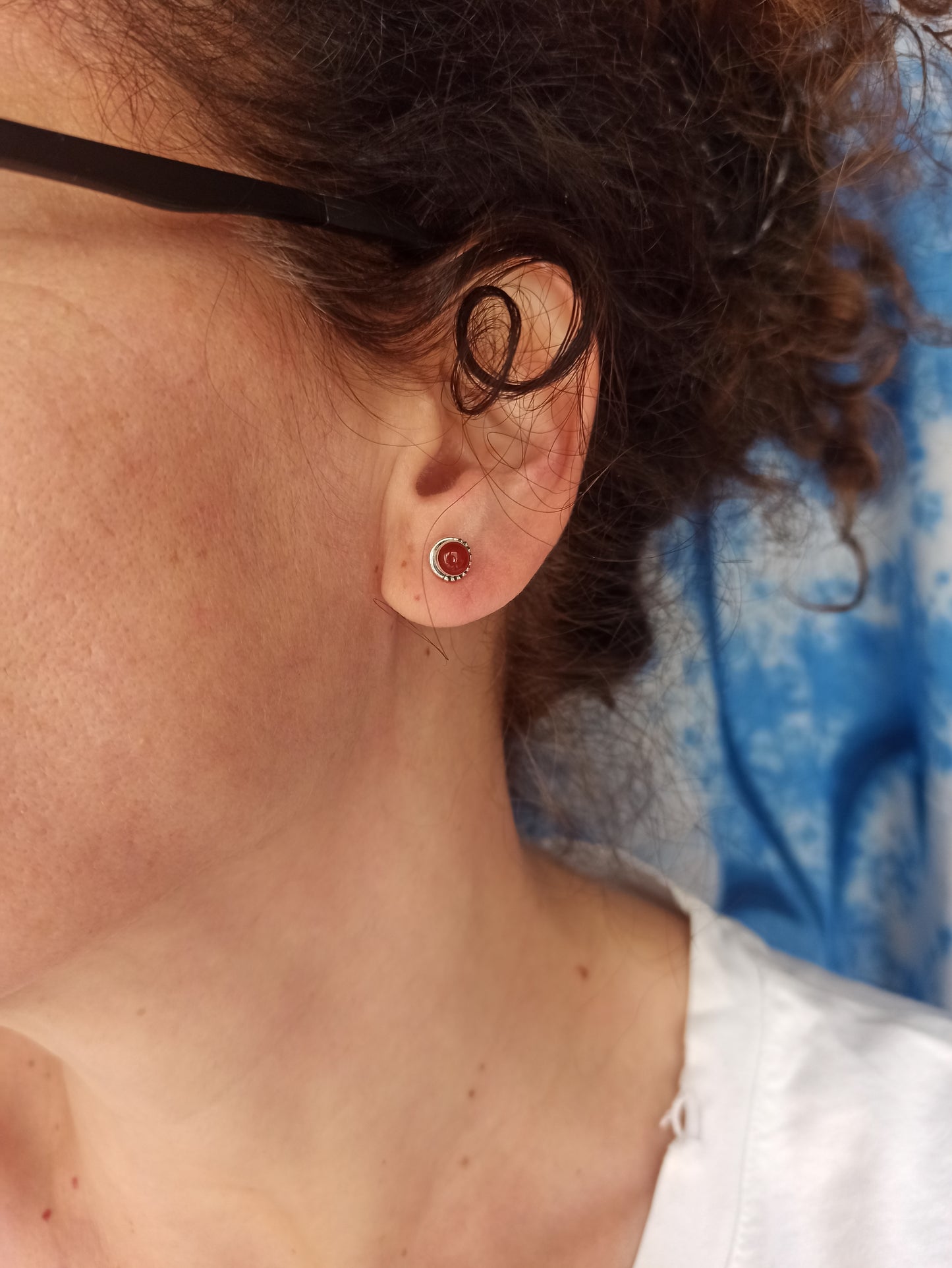Mini Lobe Ohrringe 925 Silber Karneol