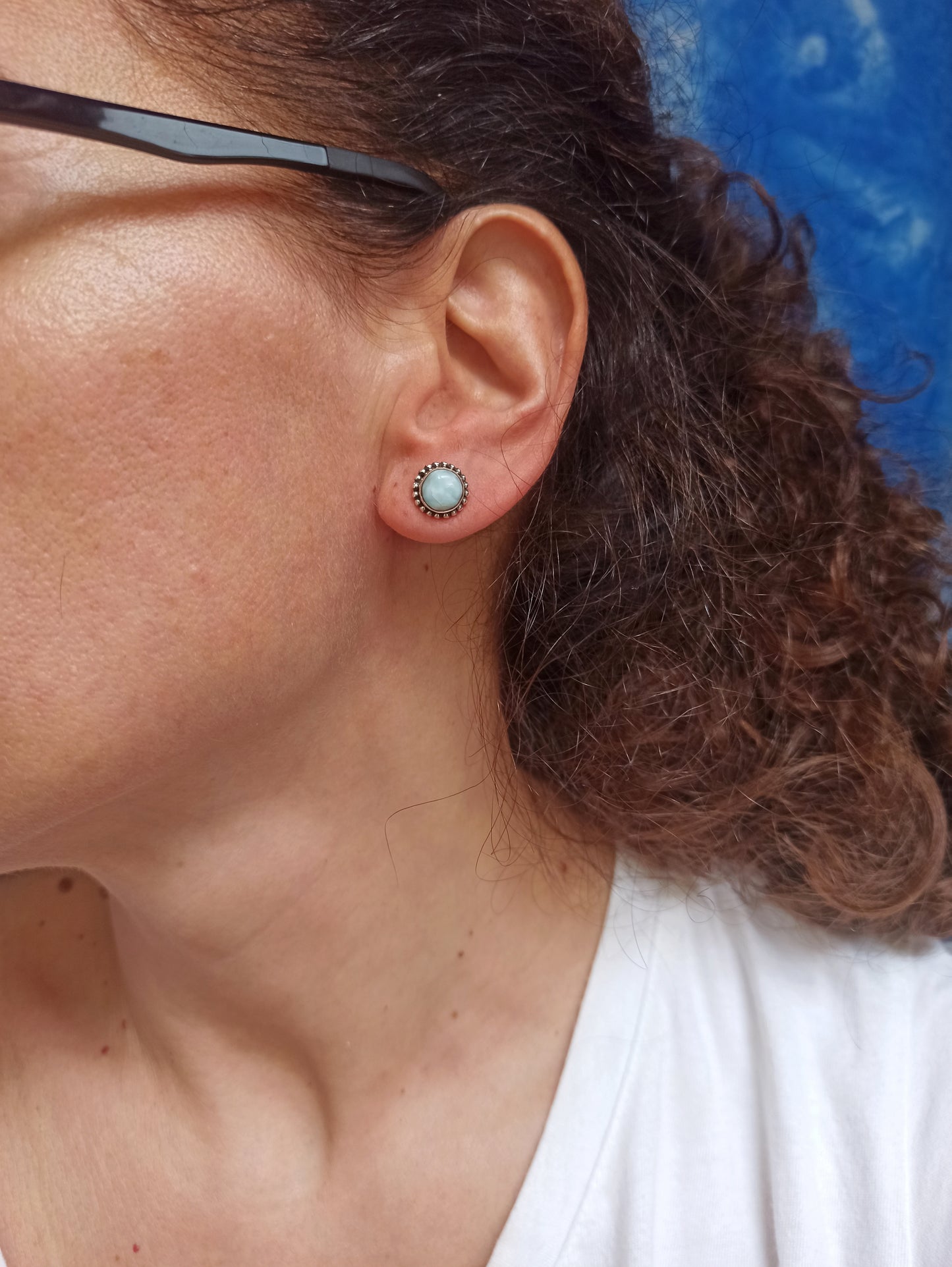 925 silver larimar stud earrings