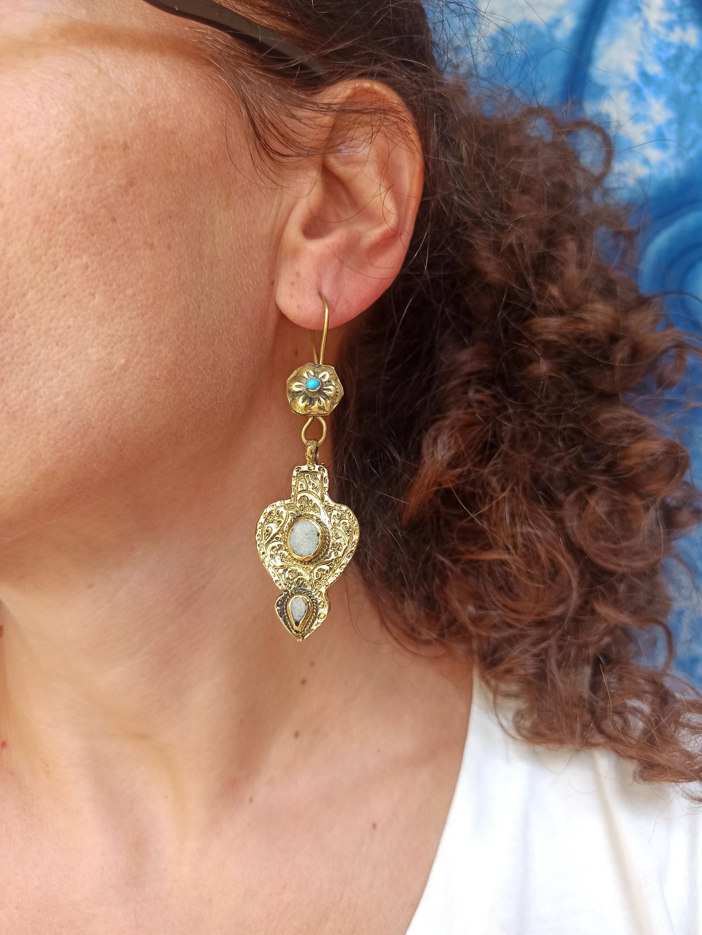 Vintage white antique earrings