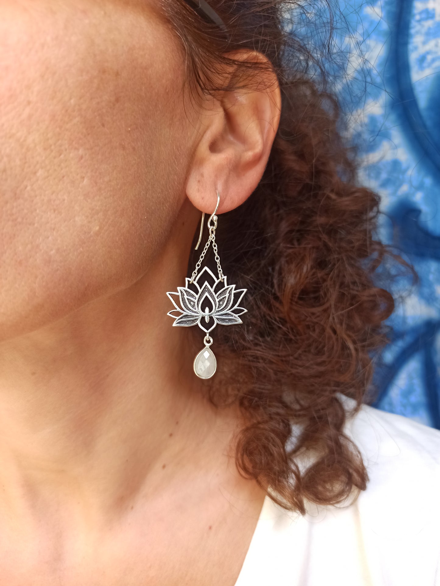 Boho-Ohrringe aus Silber mit Mondstein