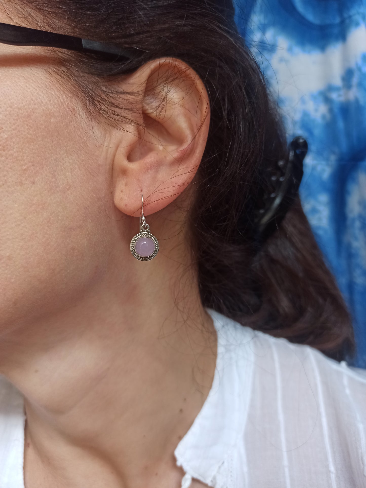 Rose quartz 925 silver earrings