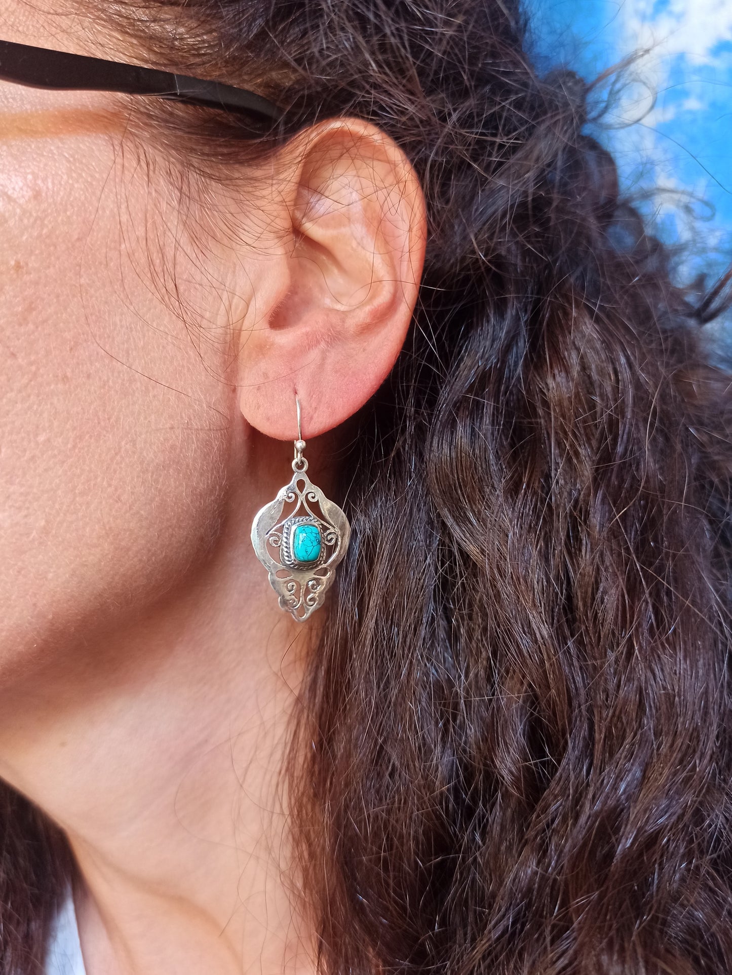 925 silver turquoise howlite earrings R55