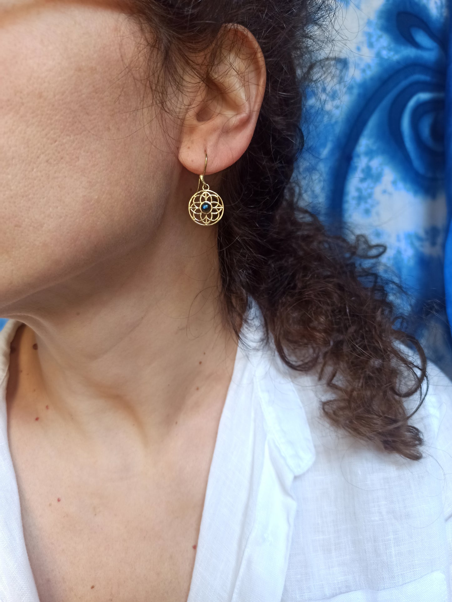 Golden labradorite boho earrings