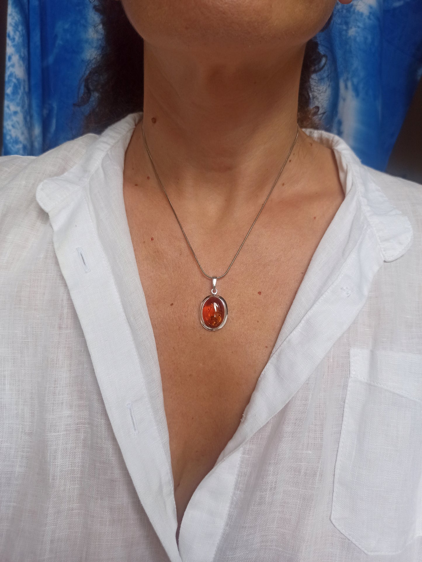 925 silver amber pendant 17AM
