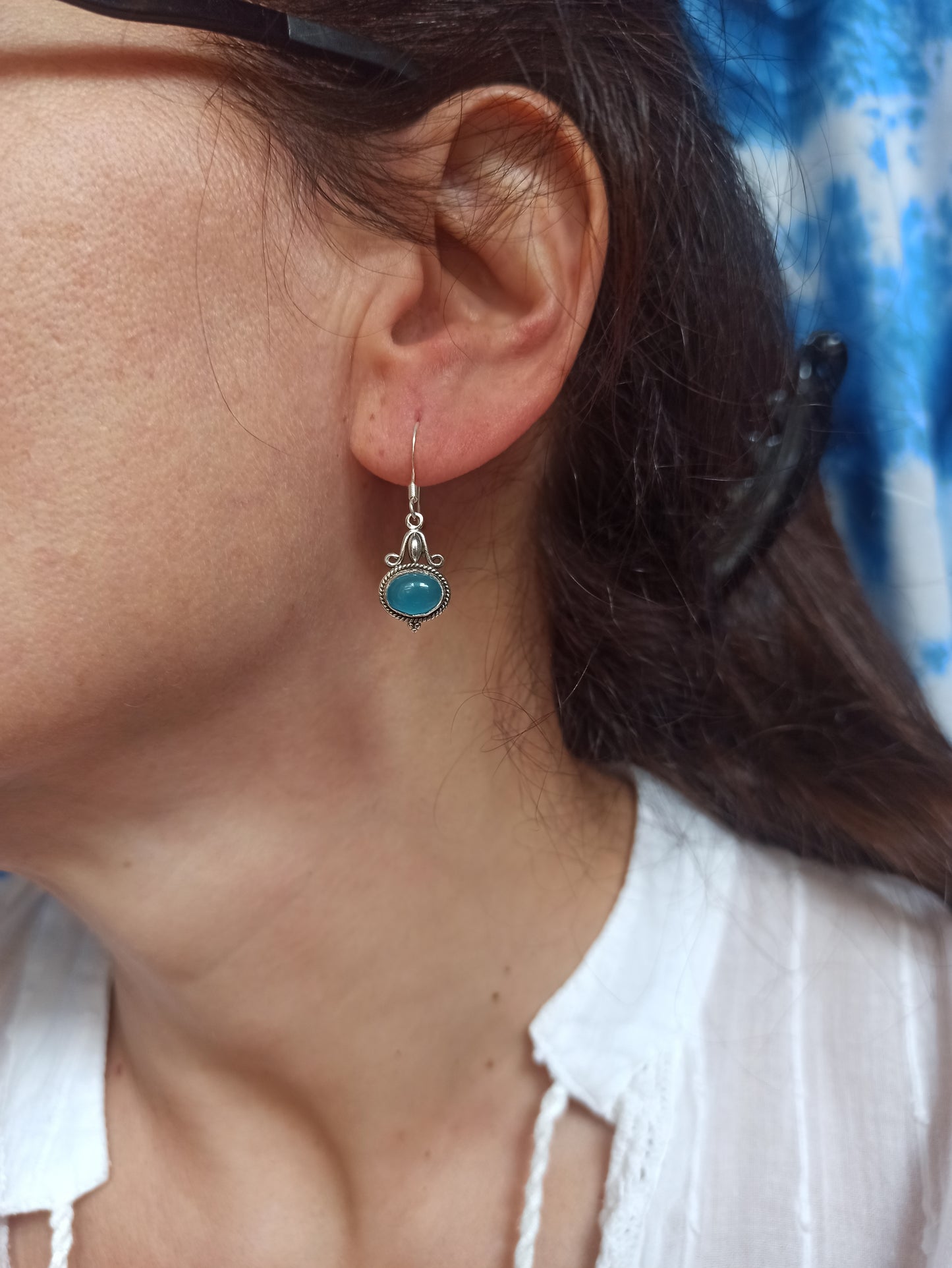 925 chalcedony silver earrings