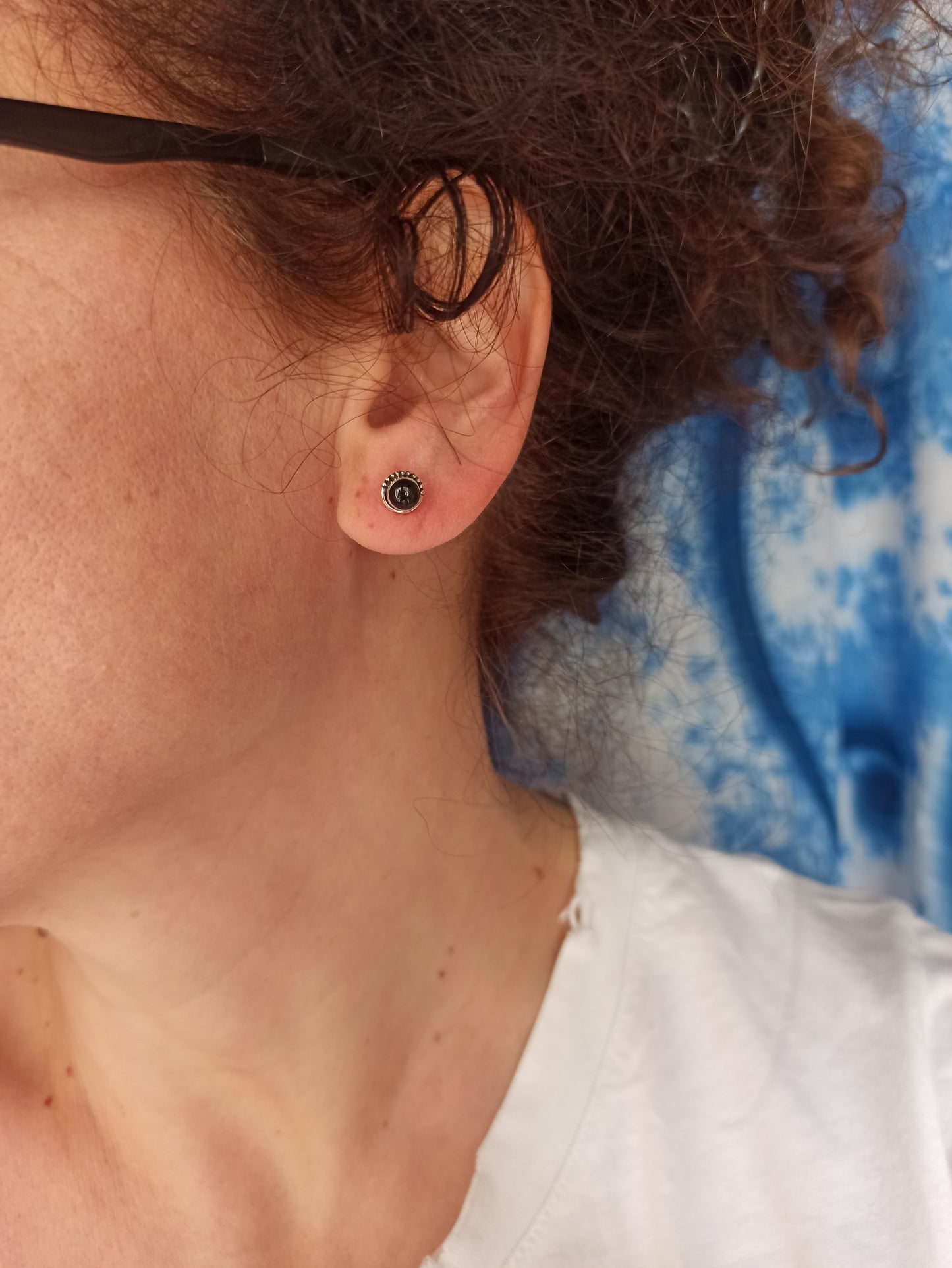 Mini Lobe Ohrringe 925 Silber schwarzer Onyx