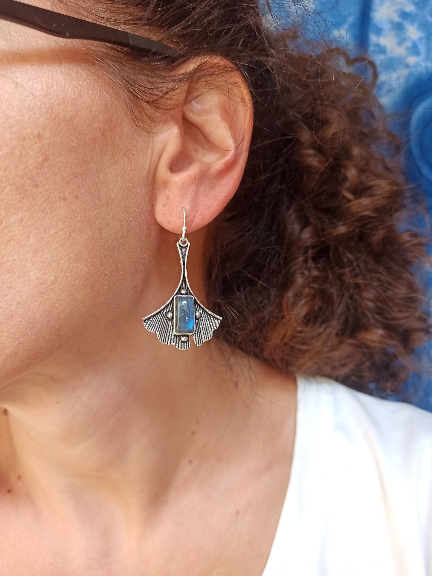 Boho-Ohrringe aus silbernem Labradorit