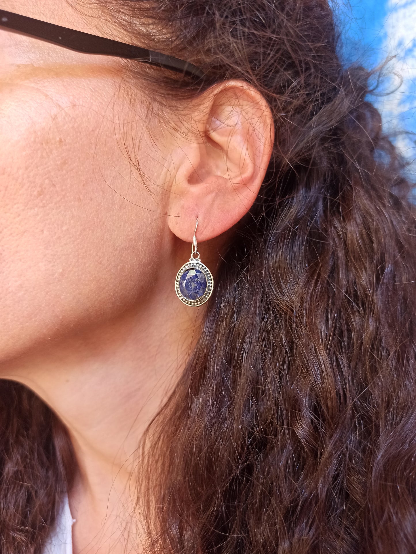 925 silver earrings with sapphire root R56