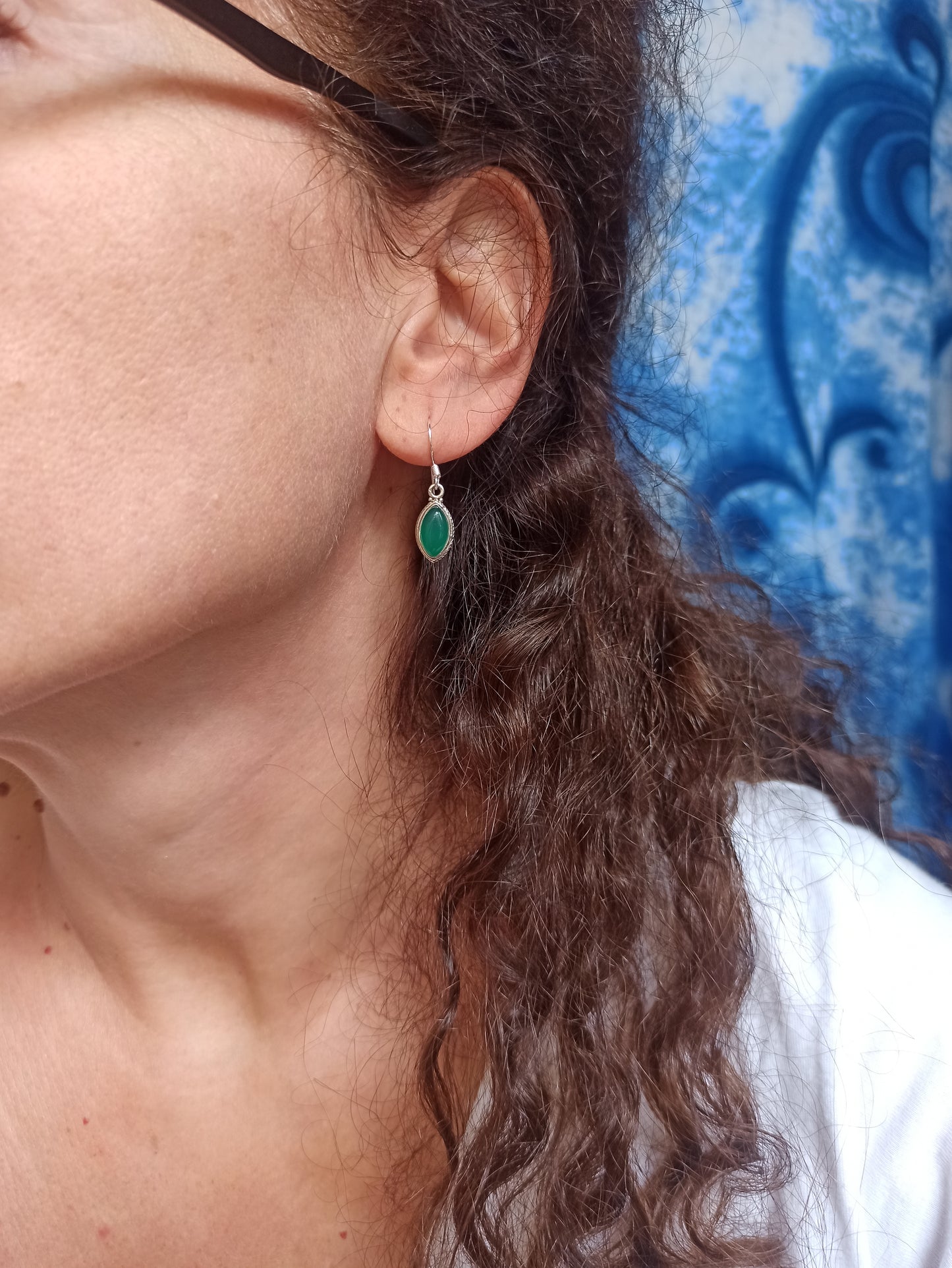 Green onyx 925 silver earrings