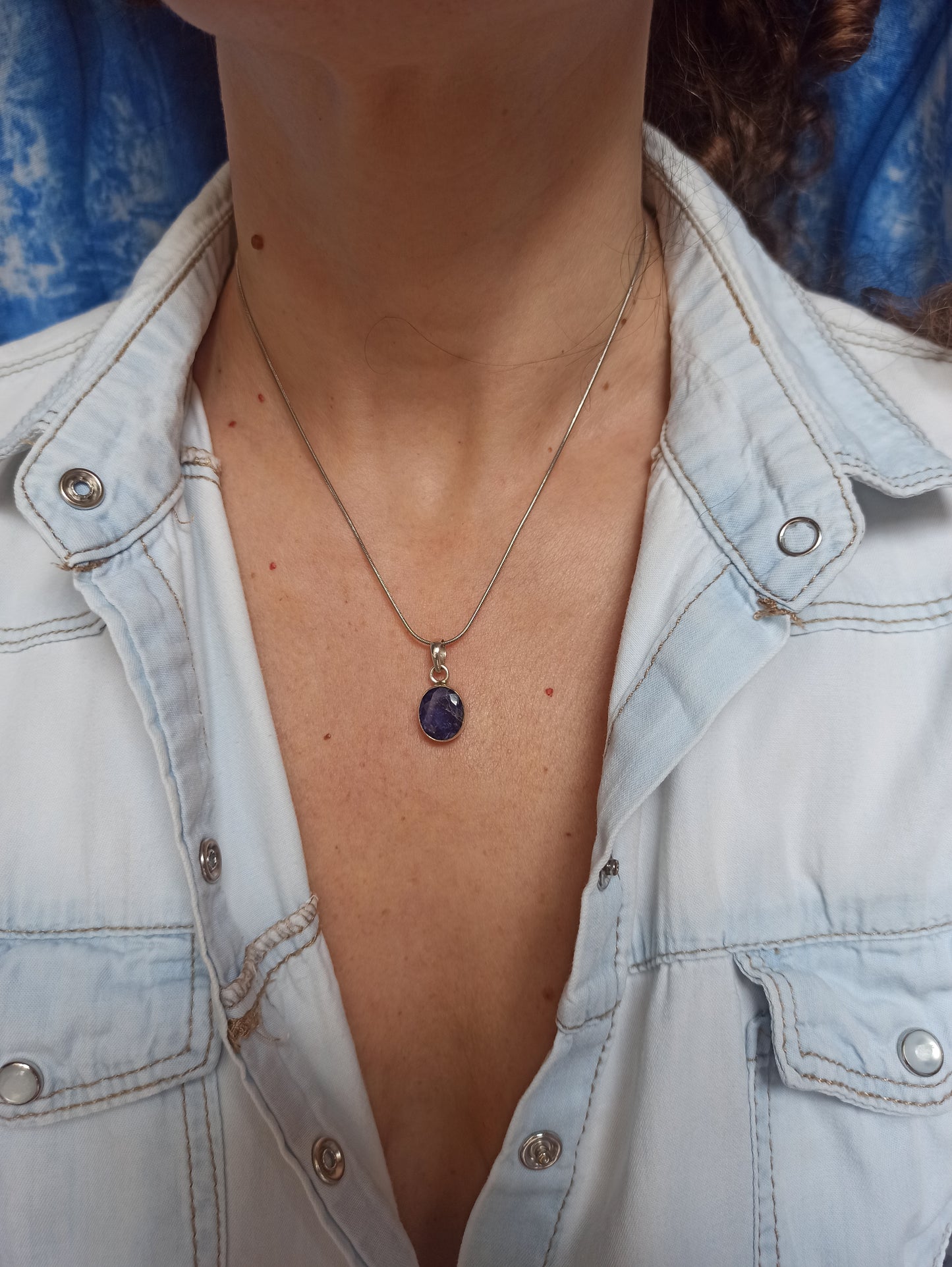 925 silver pendant sapphire C78