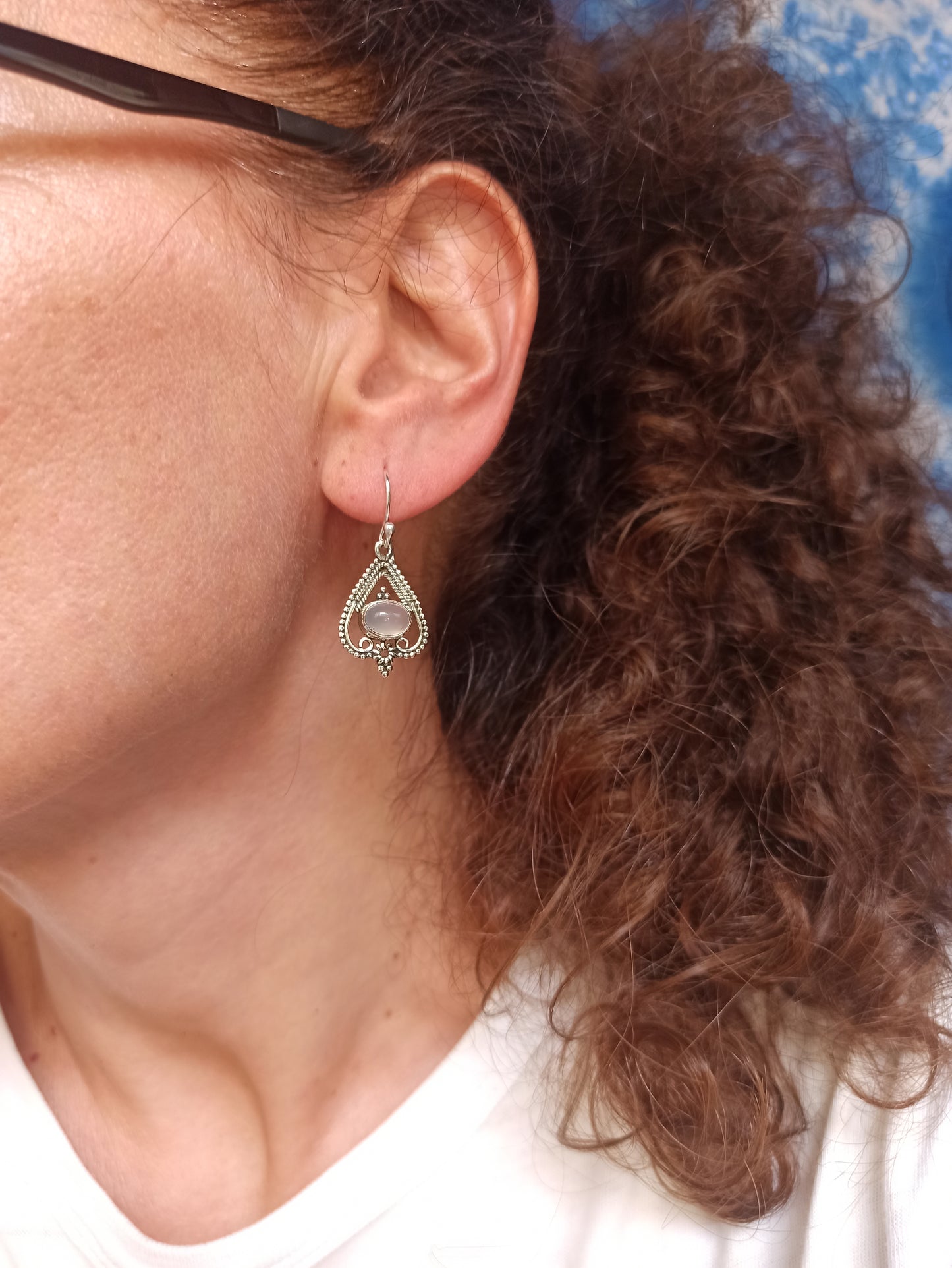 Orecchini argento925 quarzo rosa R18