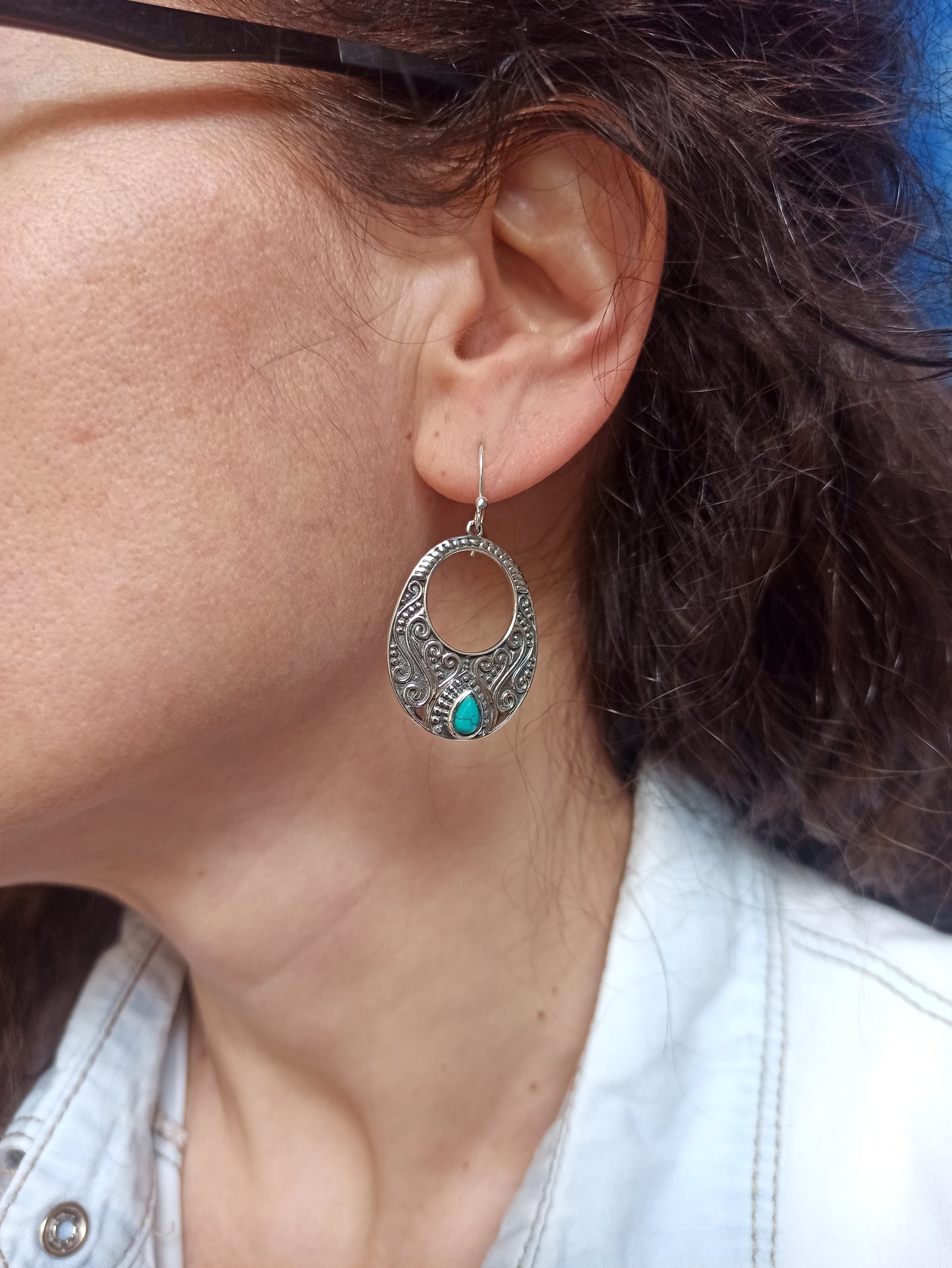 Orecchini argento 925 howlite turchese O34