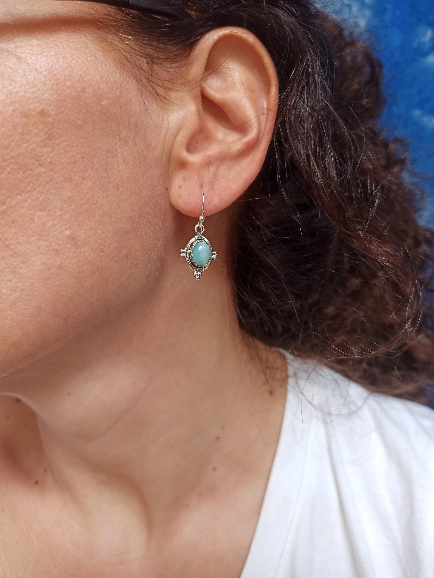 925 silver larimar earrings R36