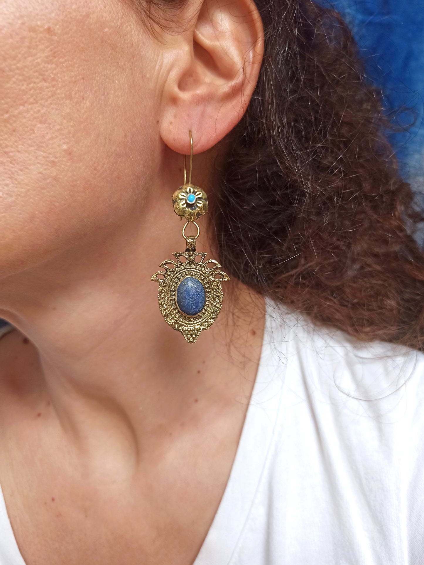 Antique vintage lapis lazuli earrings