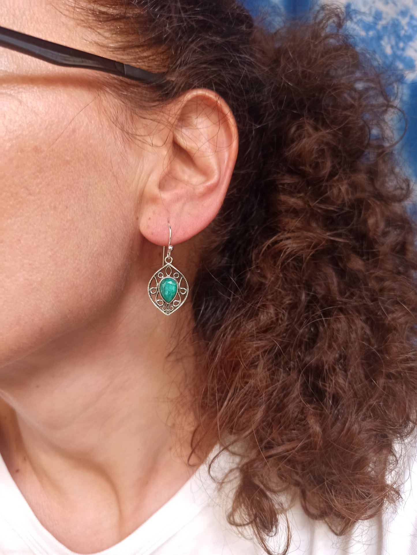 925 Silber Ohrringe mit Smaragdwurzel R17