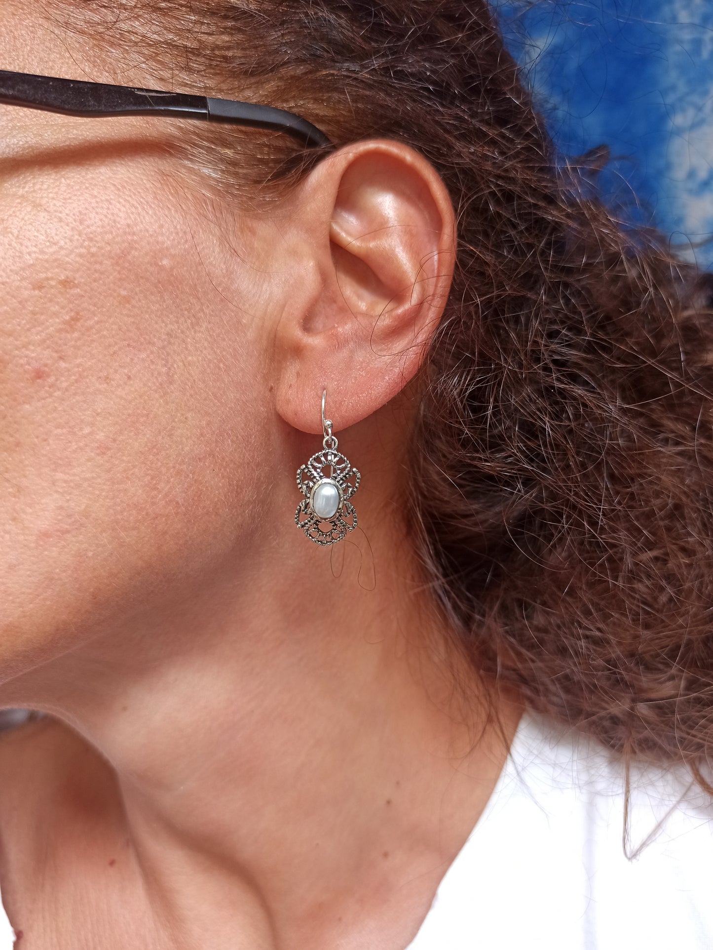 925 silver earrings with river pearls R45