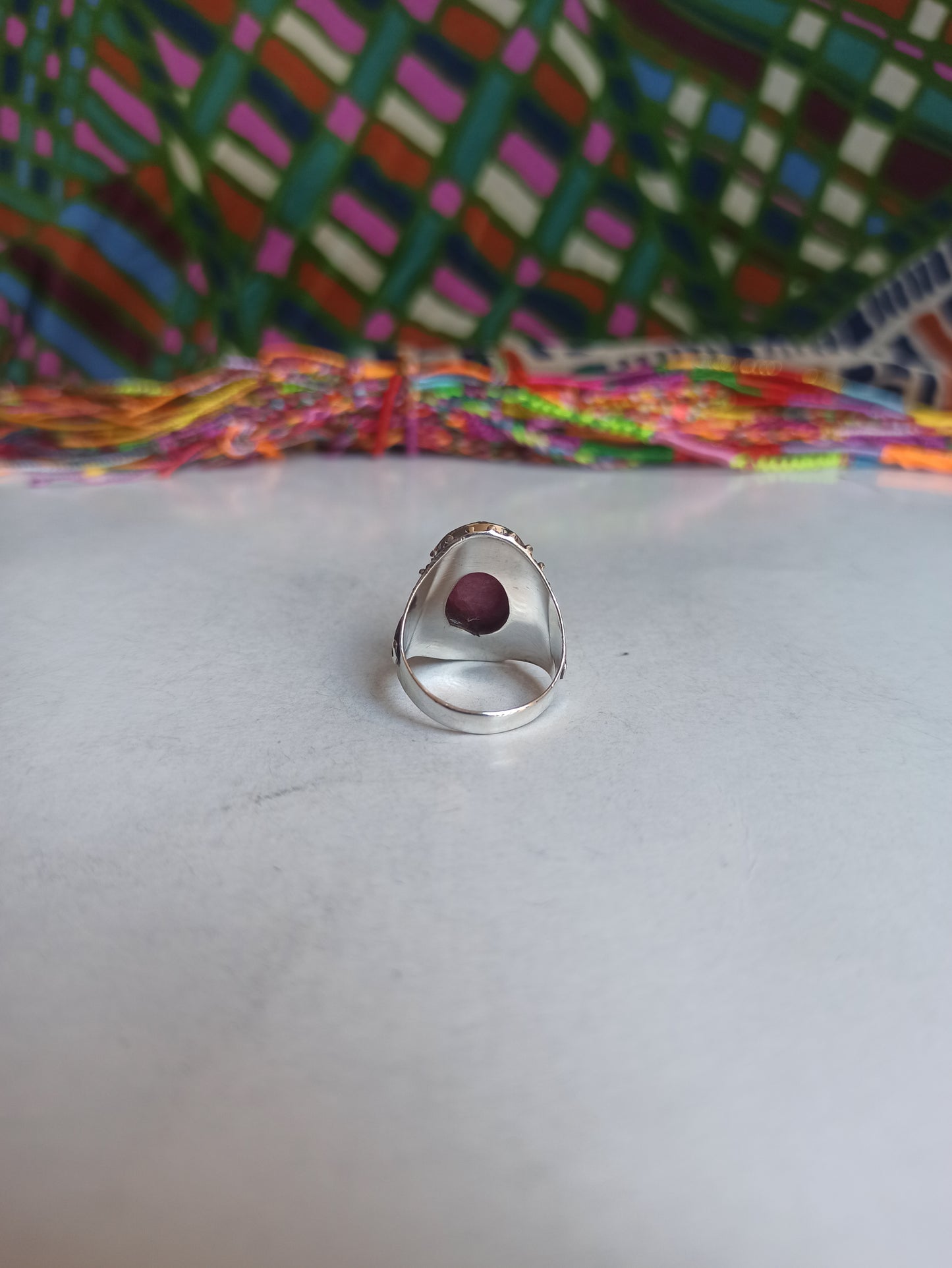 925 silver ring with ruby root K27