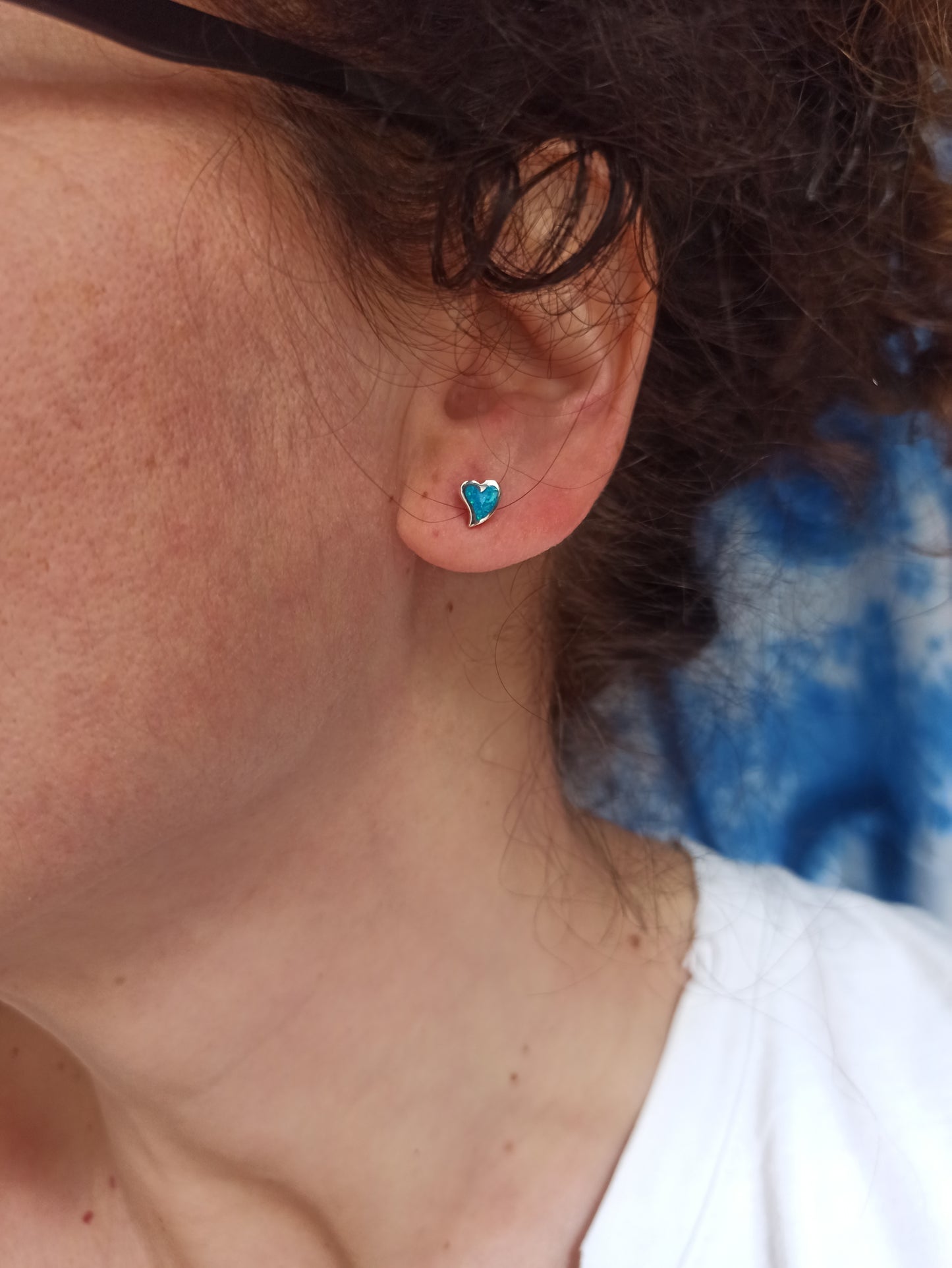 925 Silber Ohrstecker blauer Opal