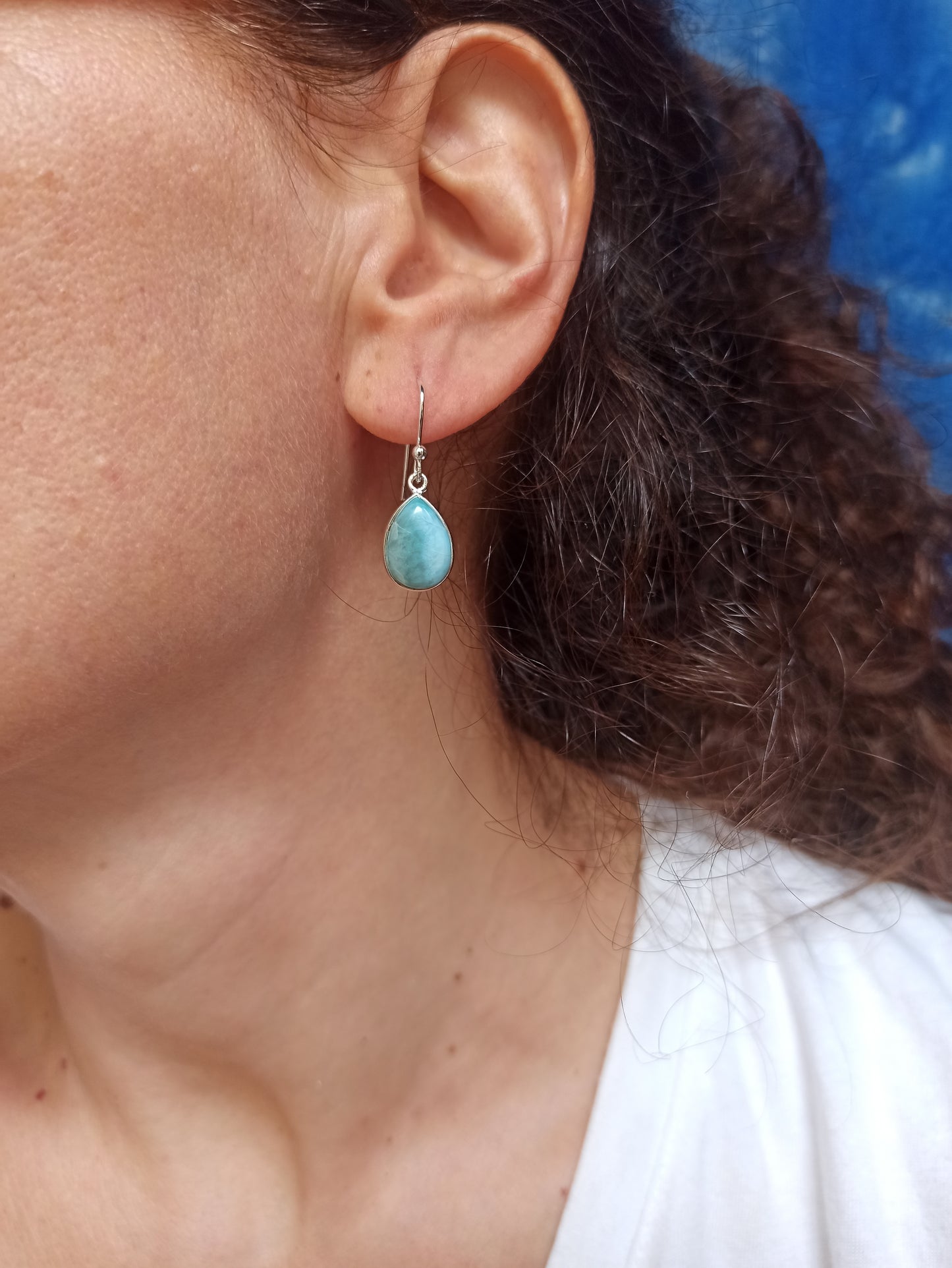 925 silver larimar earrings R34