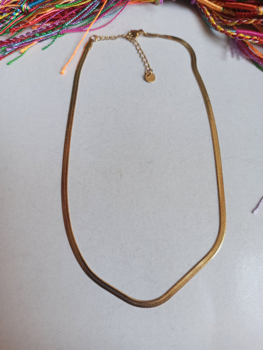 Thin Snake Choker Necklace 36cm 3K Gold Steel