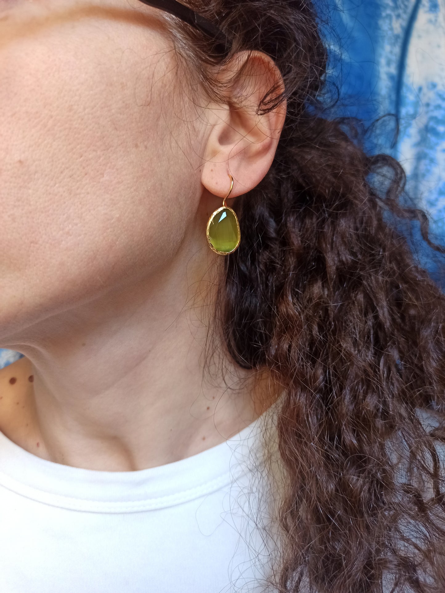 Acid Green Medium Drop Stone Earrings