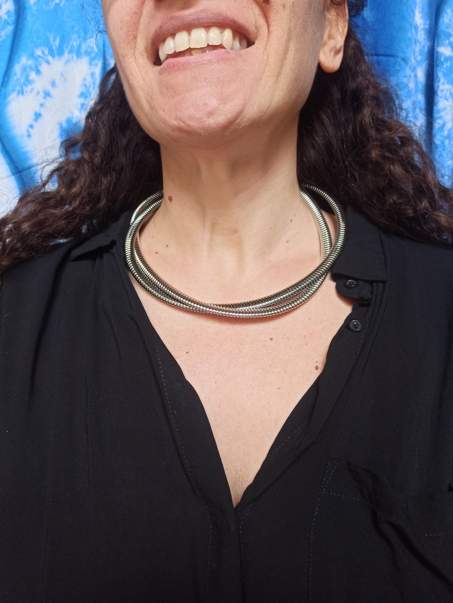 Silver double snake necklace