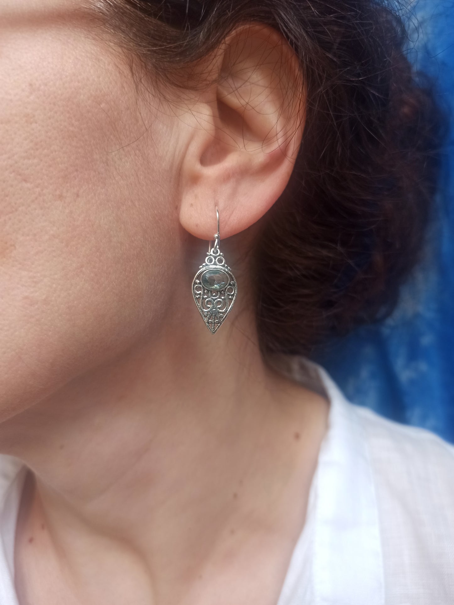 Silber 925 Ohrringe Aquamarin O22