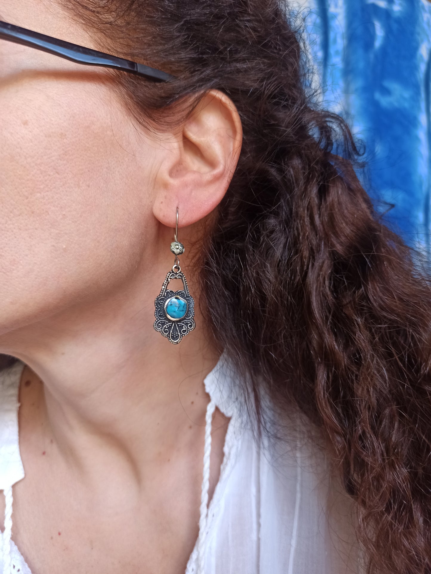 Vintage Turquoise Pasta Antique Earrings