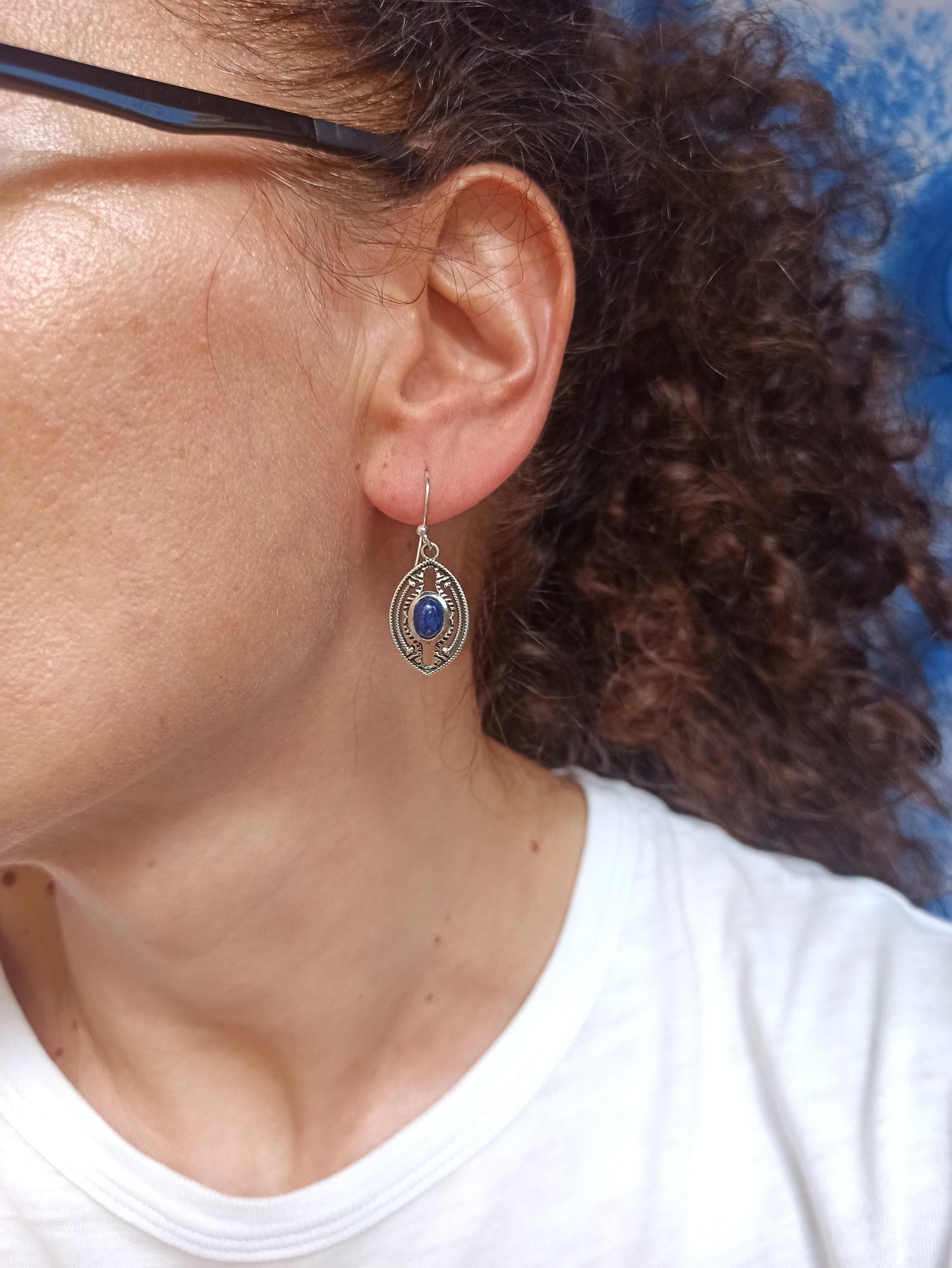 925 silver earrings with lapis lazuli R22