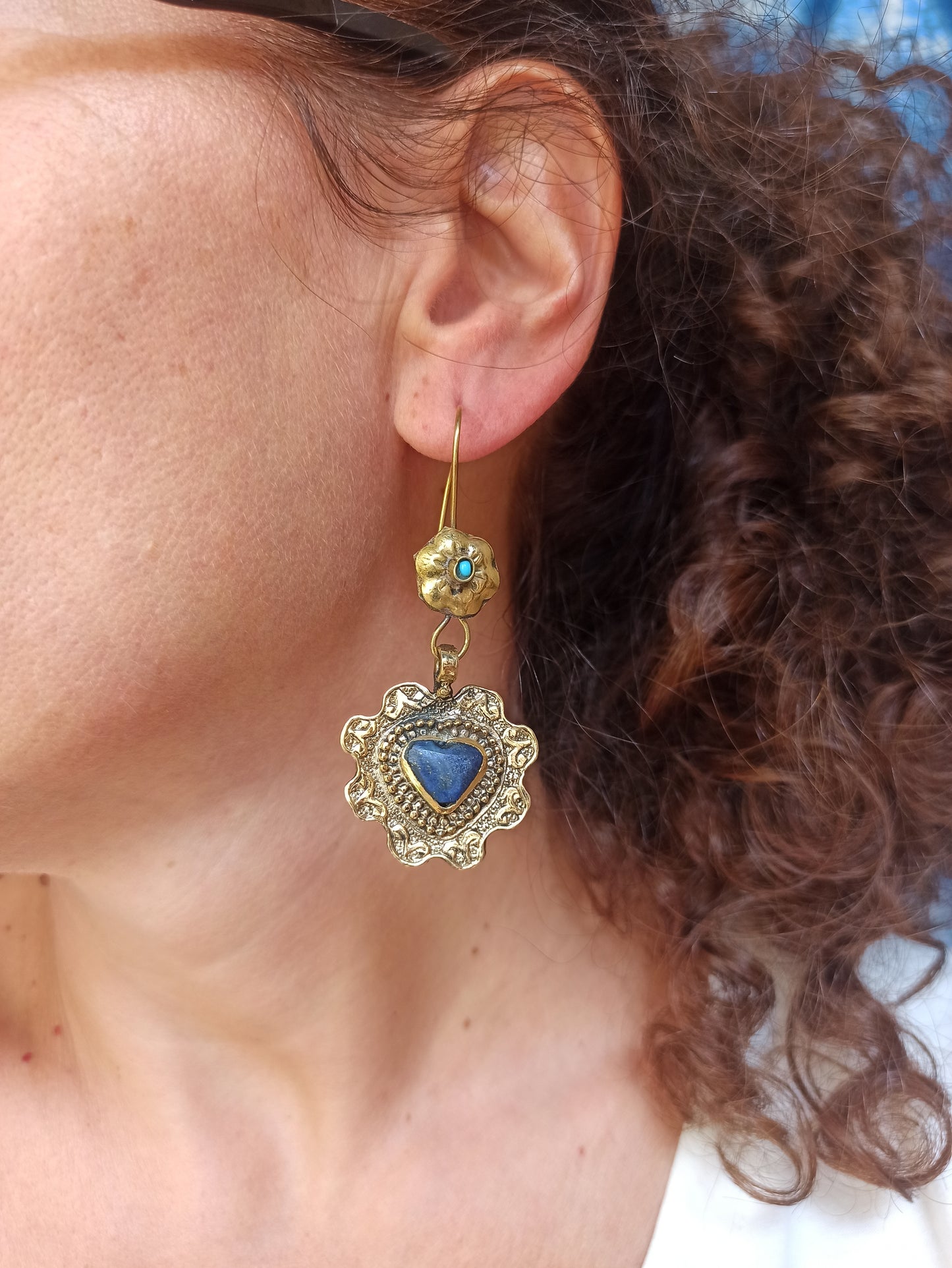 Antique vintage lapis lazuli earrings