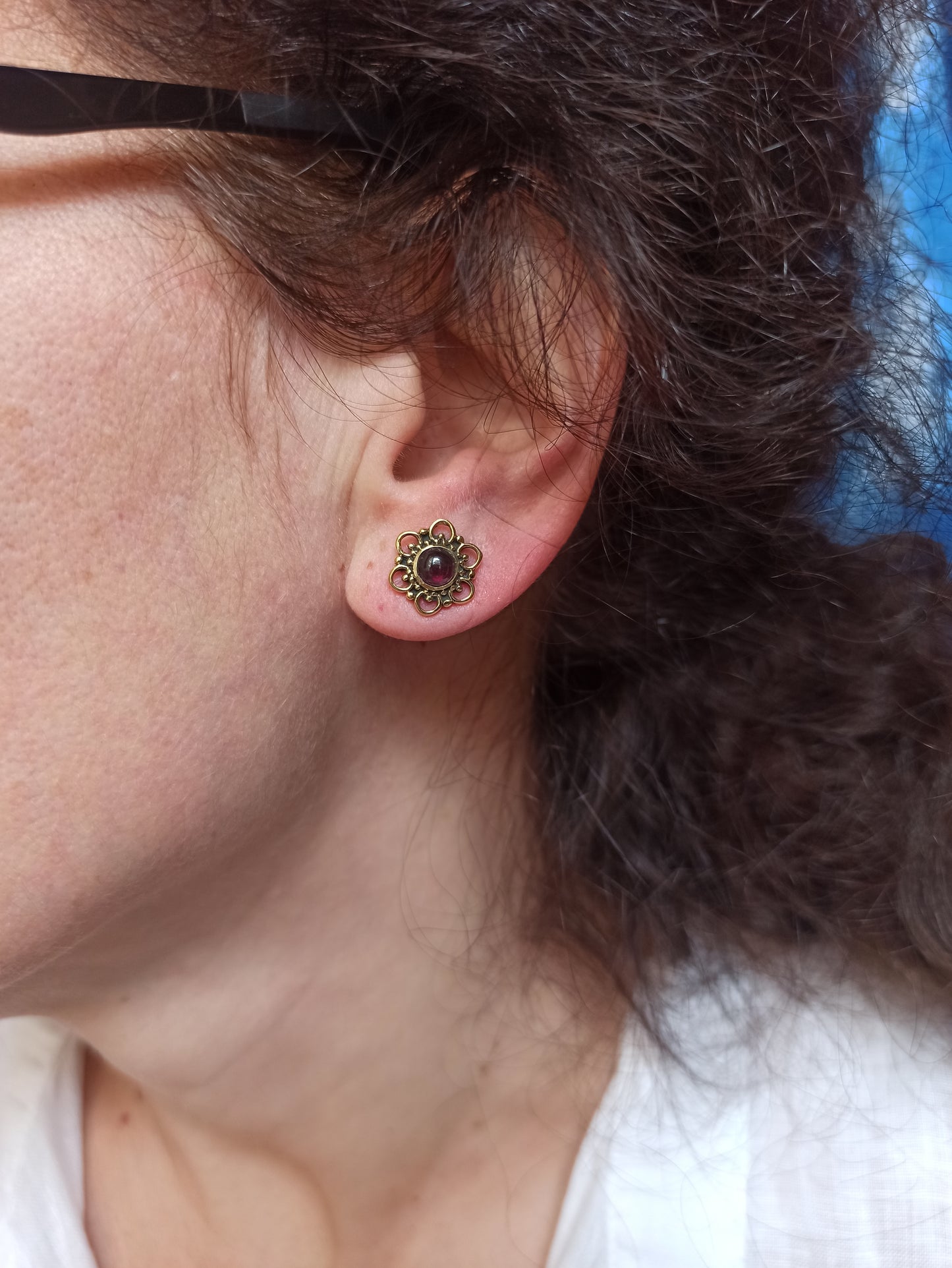 Golden Boho Earrings Red Lobe