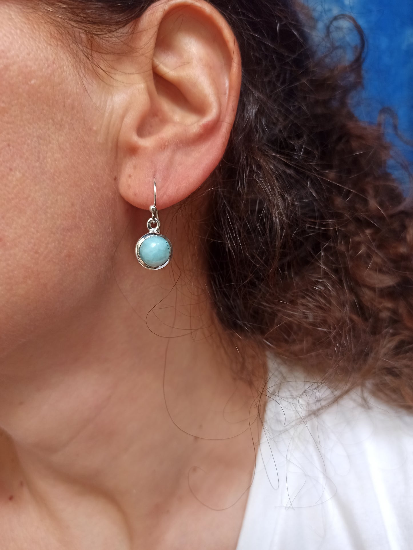 925 silver larimar earrings R35