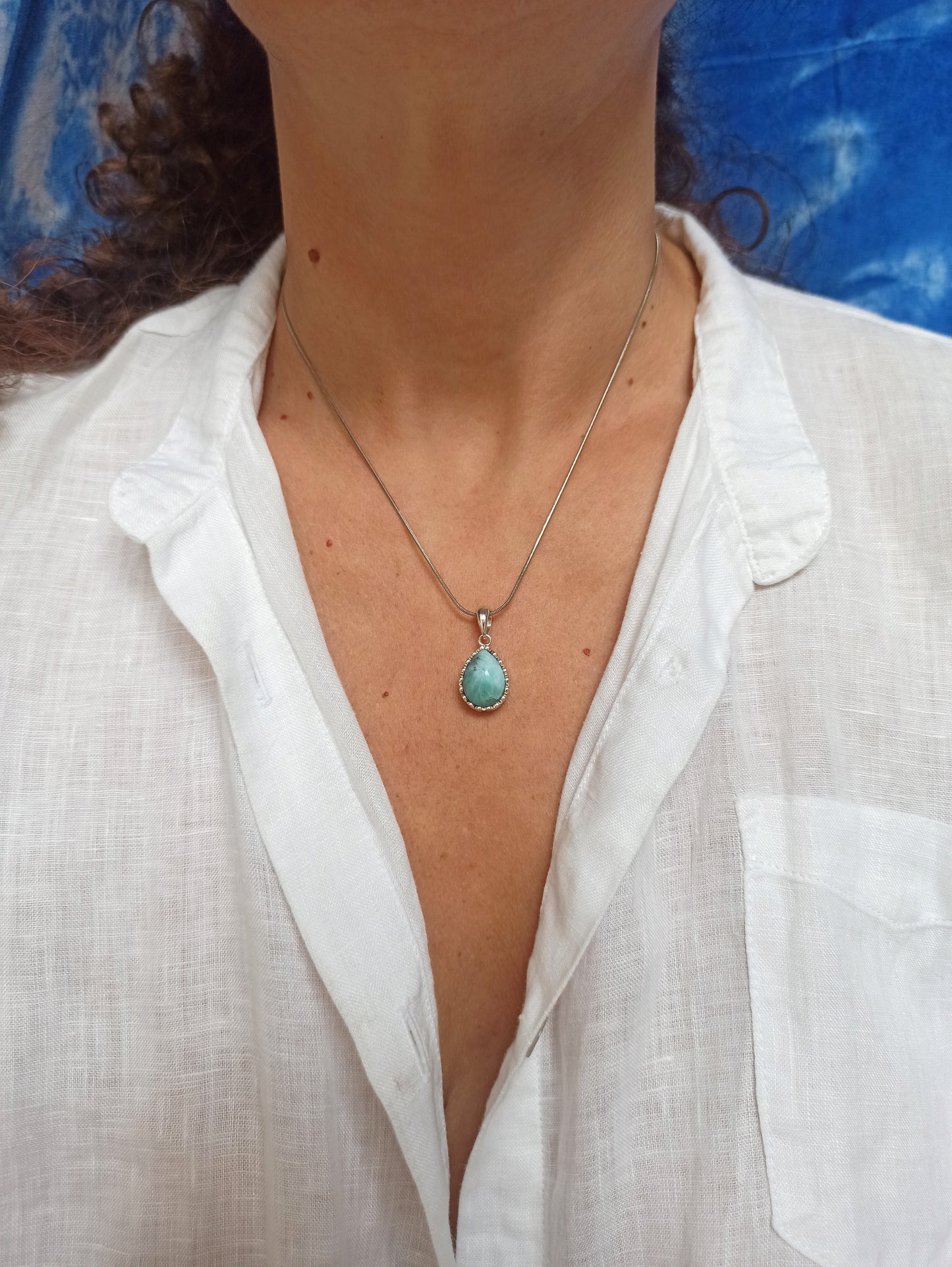 925 Silber Larimar-Anhänger 11L