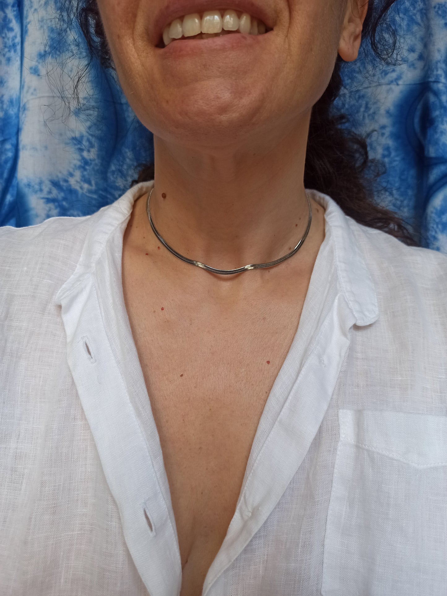 35 cm lange Choker-Halskette aus 9 Karat Stahl mit Schlangenmotiv