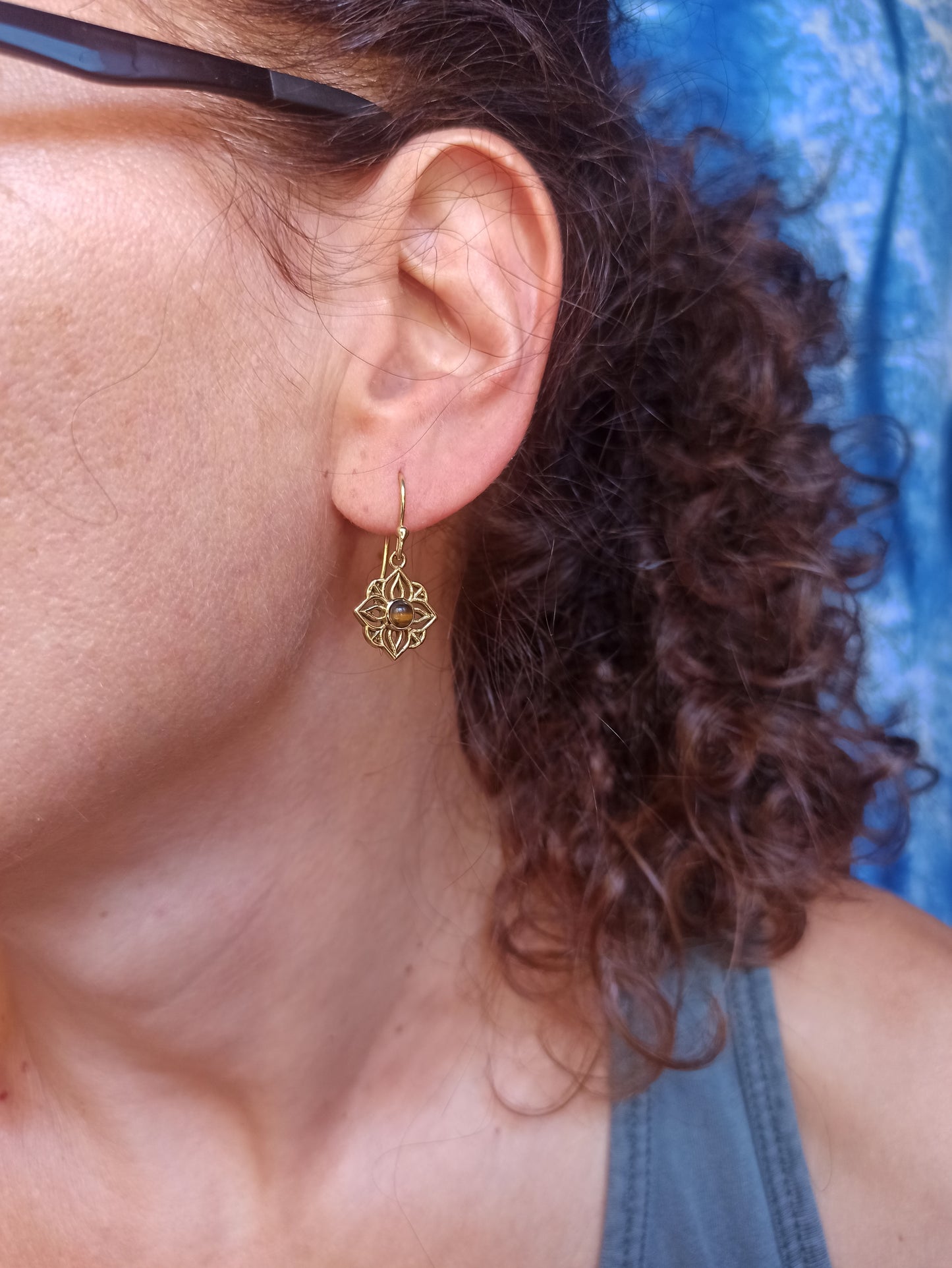 Brown gold boho earrings