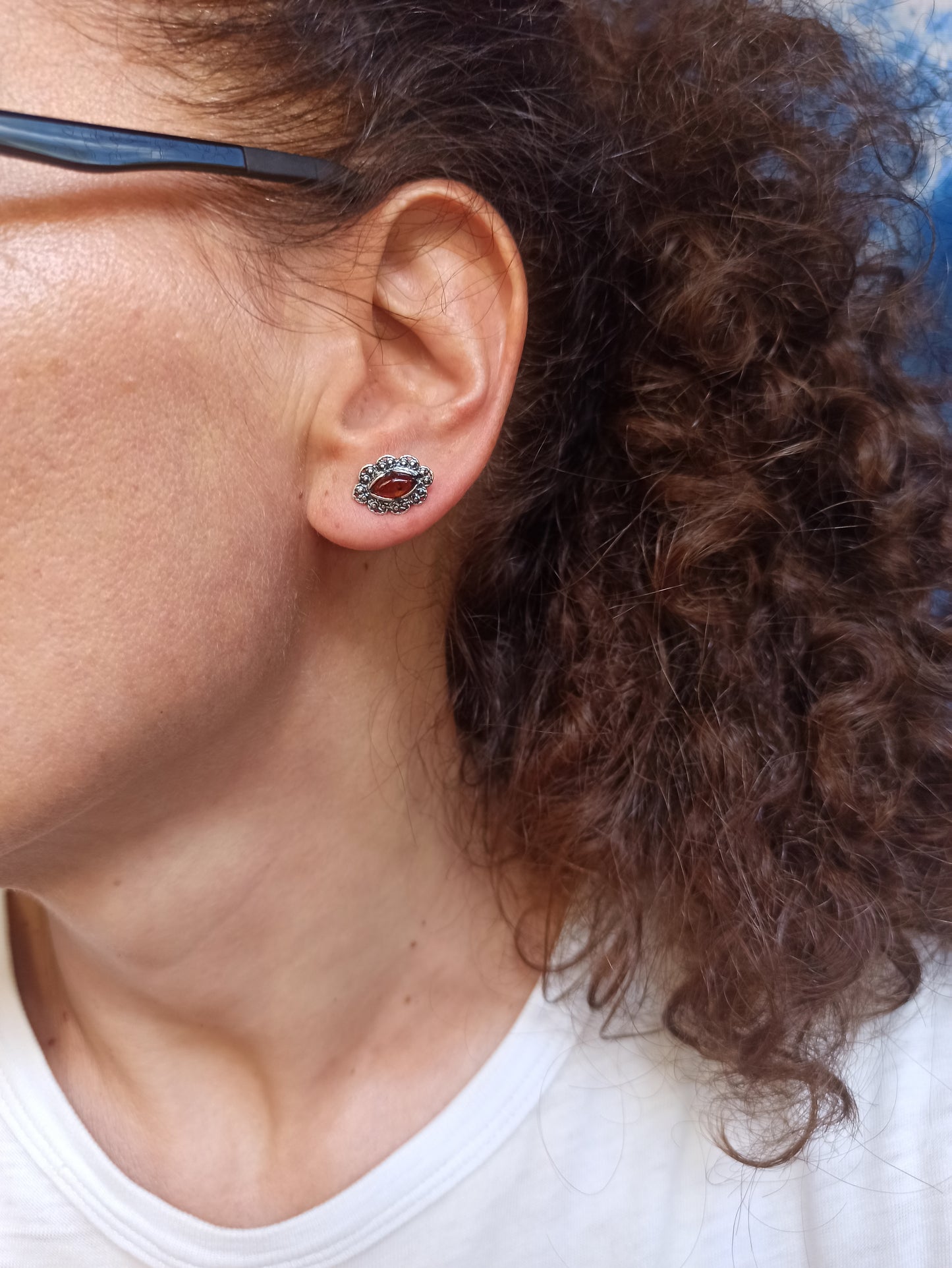 925 silver amber stud earrings 31AM