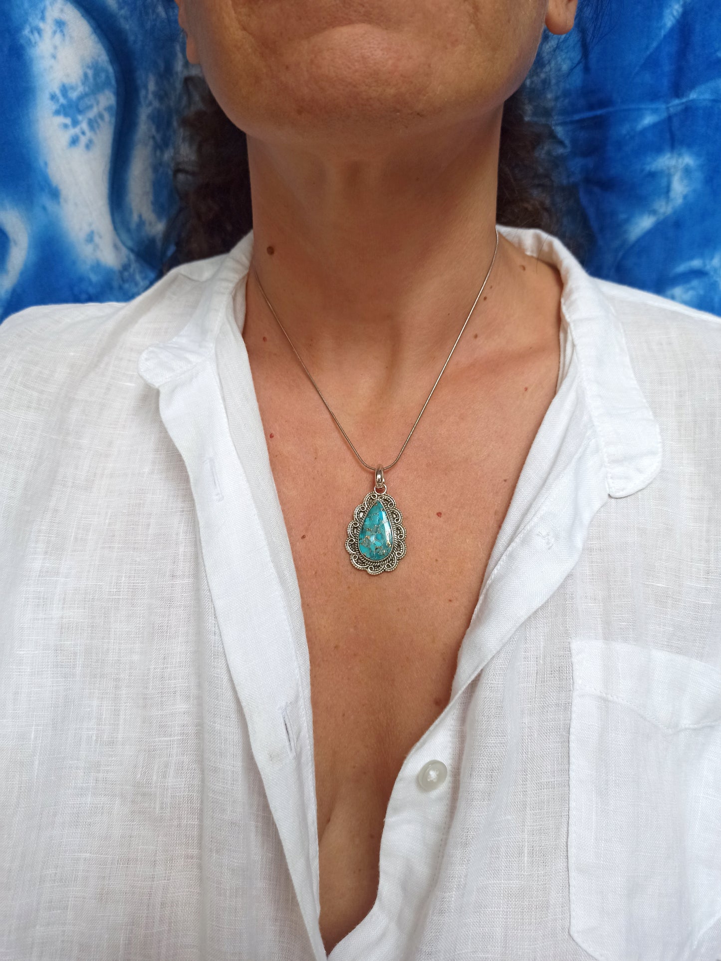 925 silver turquoise pendant 14L