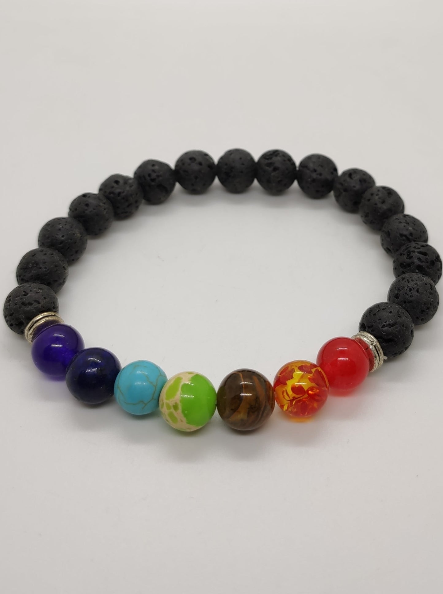 7 chakra lava stone stretch bracelet