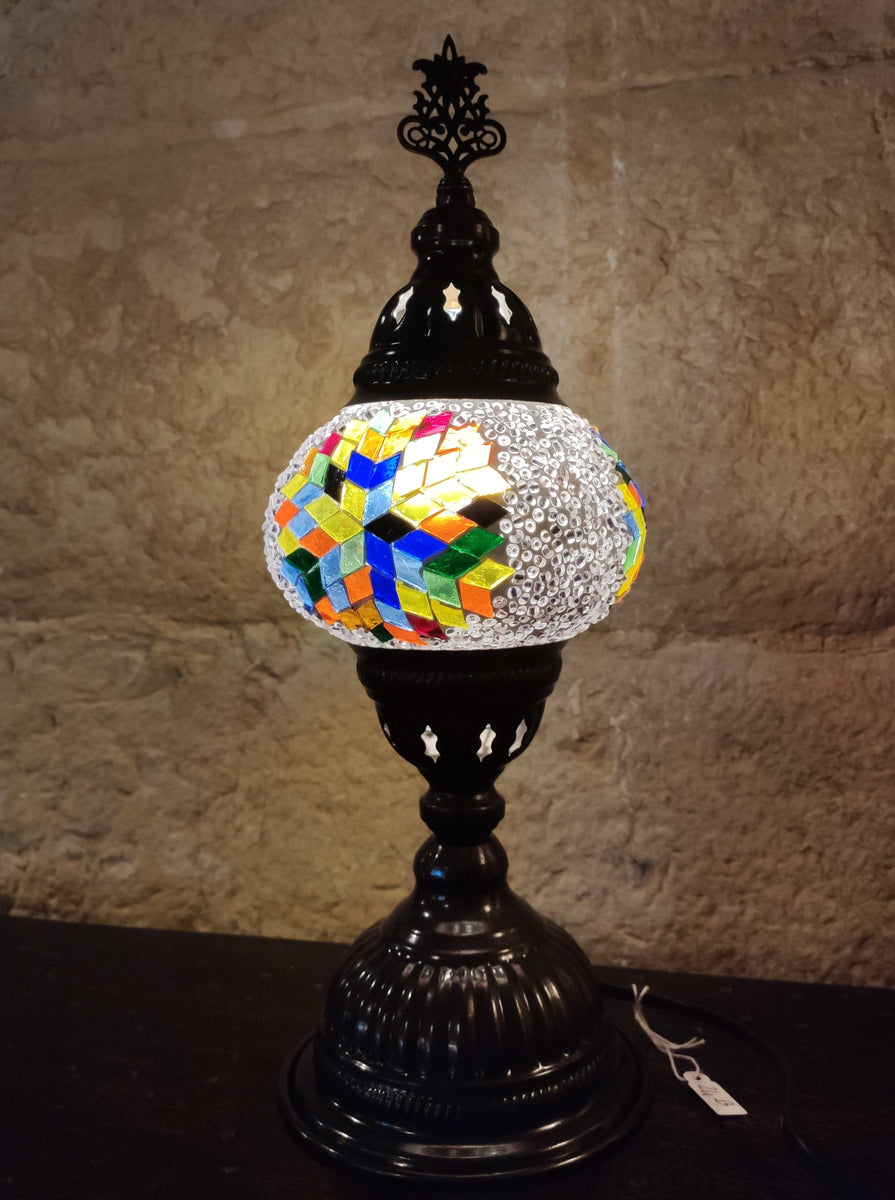 Lampada vetro mosaico turca arredamento etnico bianco multicolor 24B –  UPANISAD