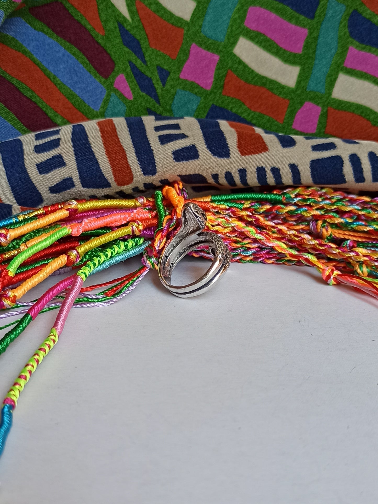 Boho Silberring mit Schlangenschuppen