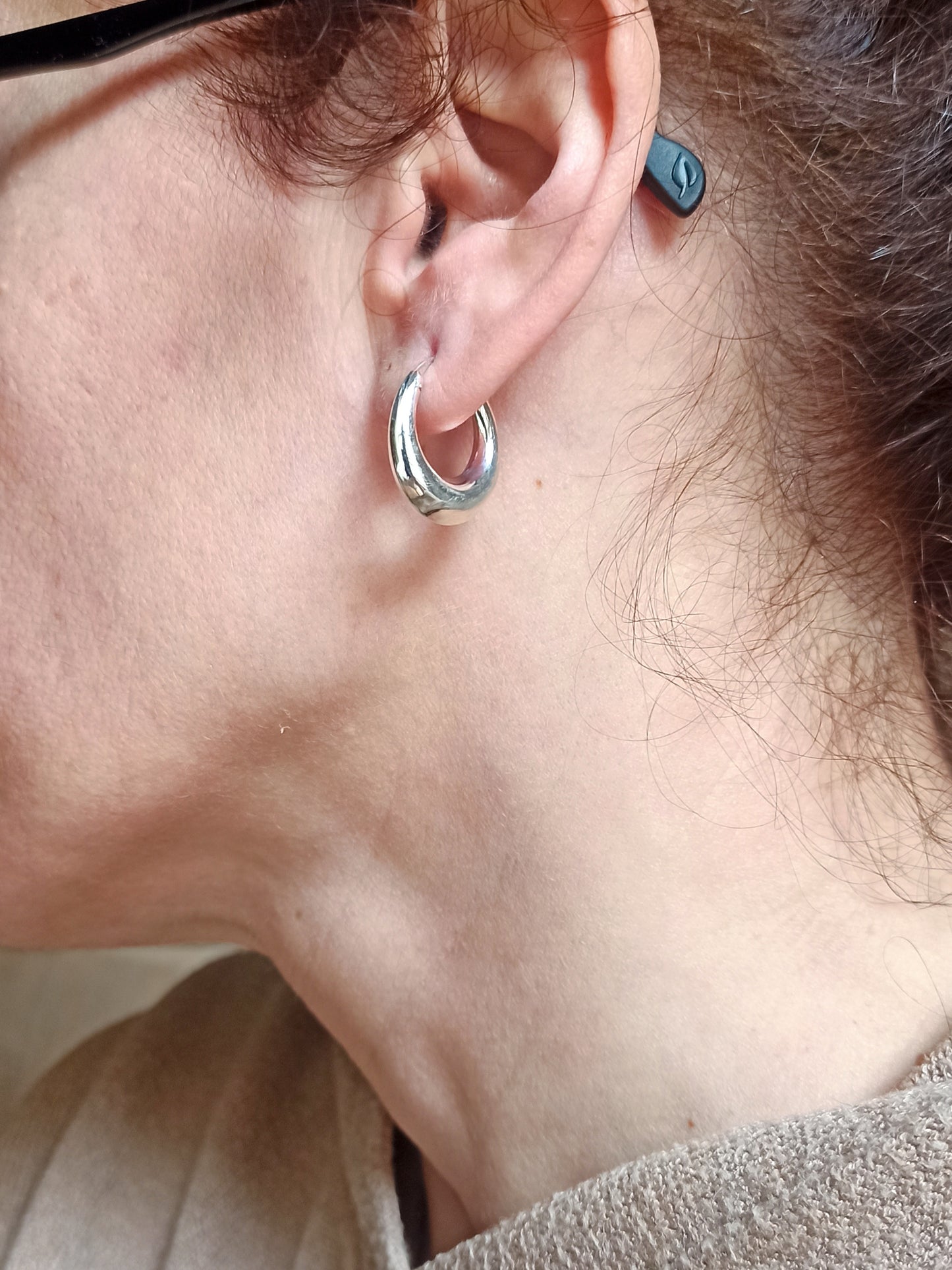 Small rounded earrings 925 silver W14