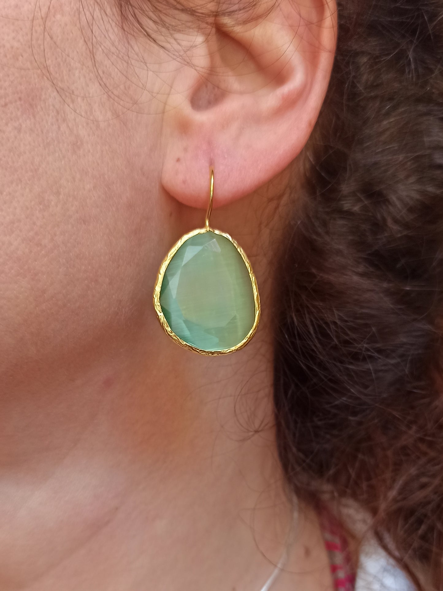 Light green drop stone earrings