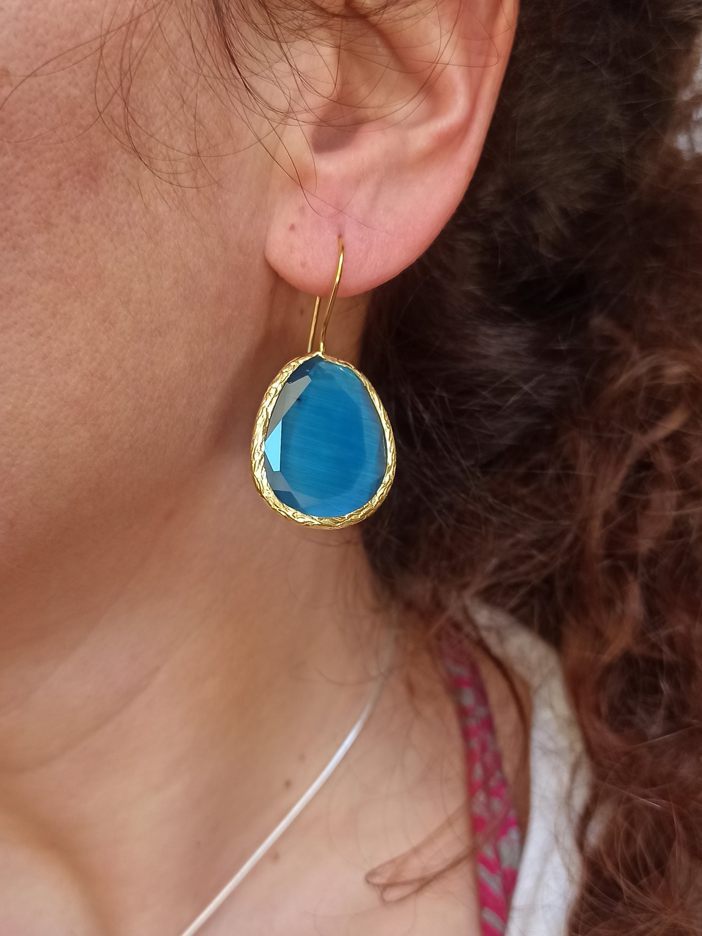 Blue drop stone earrings