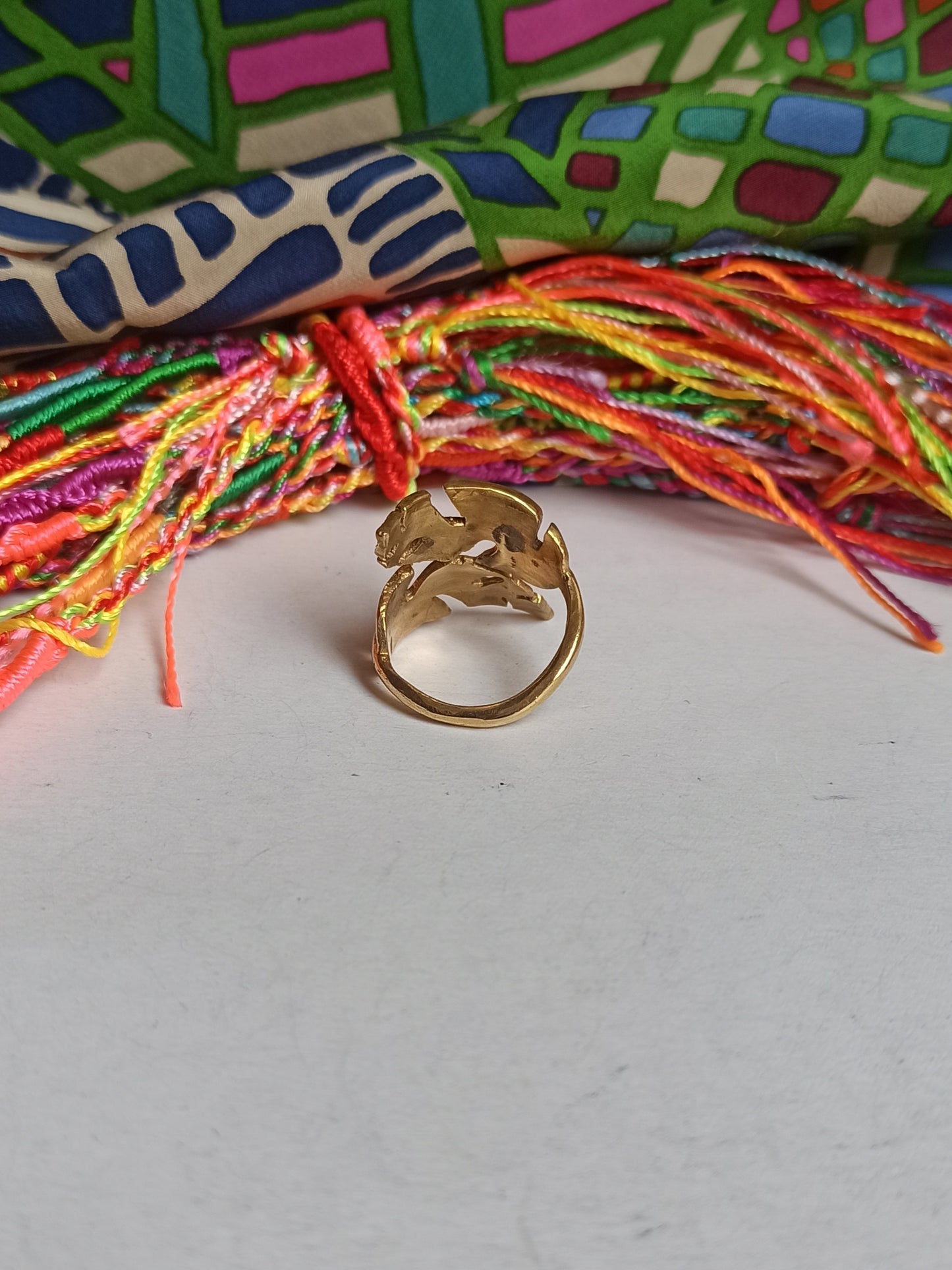 Goldener Doppelfeder-Boho-Bandring