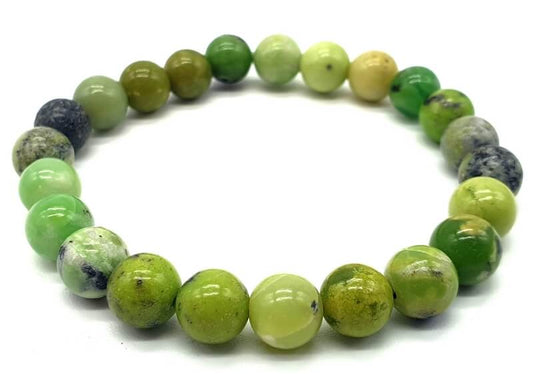 Chrysoprase lemon semi-precious stone stretch bracelet