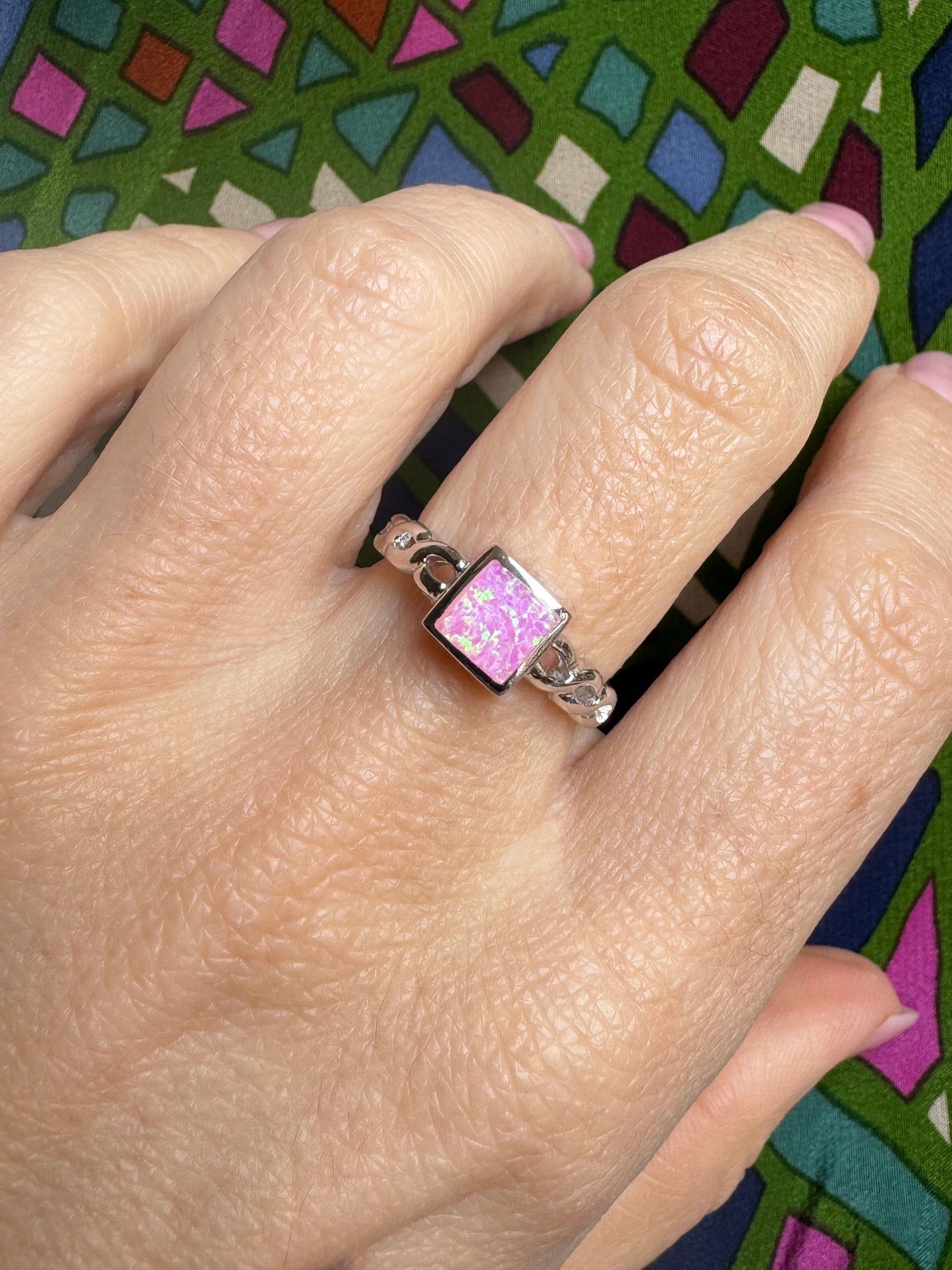 Anello argento 925 opale rosa P36