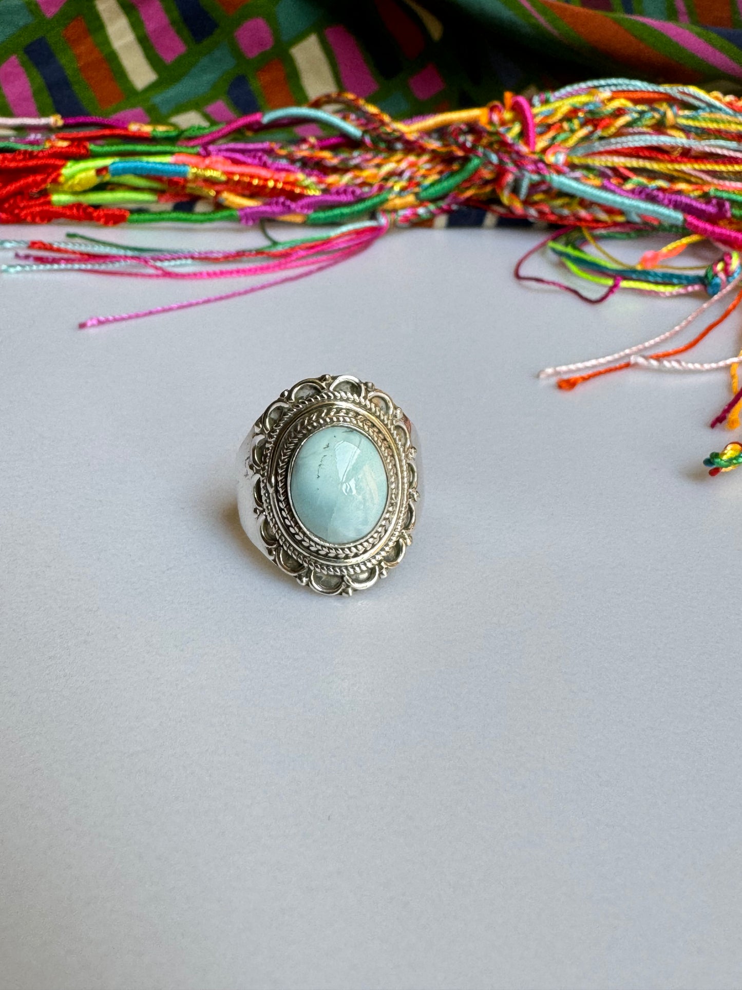 925 silver ring larimar T86