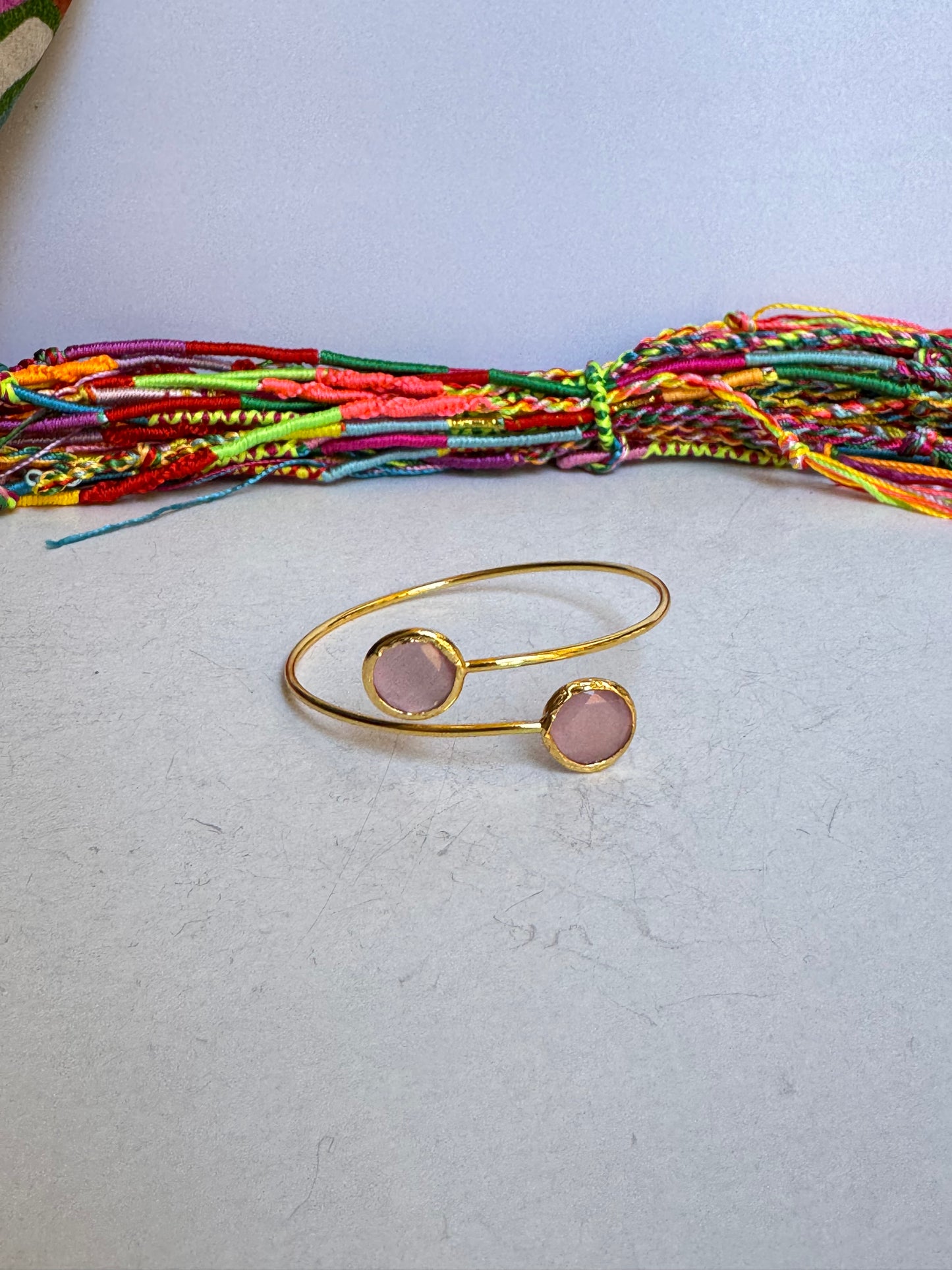 Bracciale pietra tondo rosa